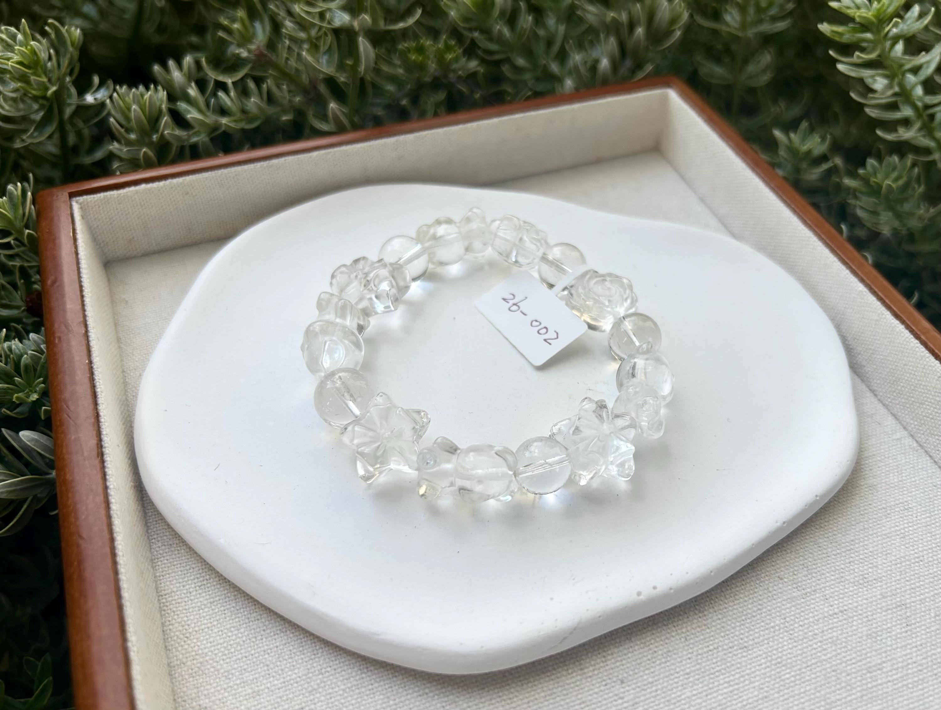Clear quartz carving beads, Clear quartz carving bear beads, Clear Quartz Beads bracelet, fits for 16.5cm wrist (26-002)