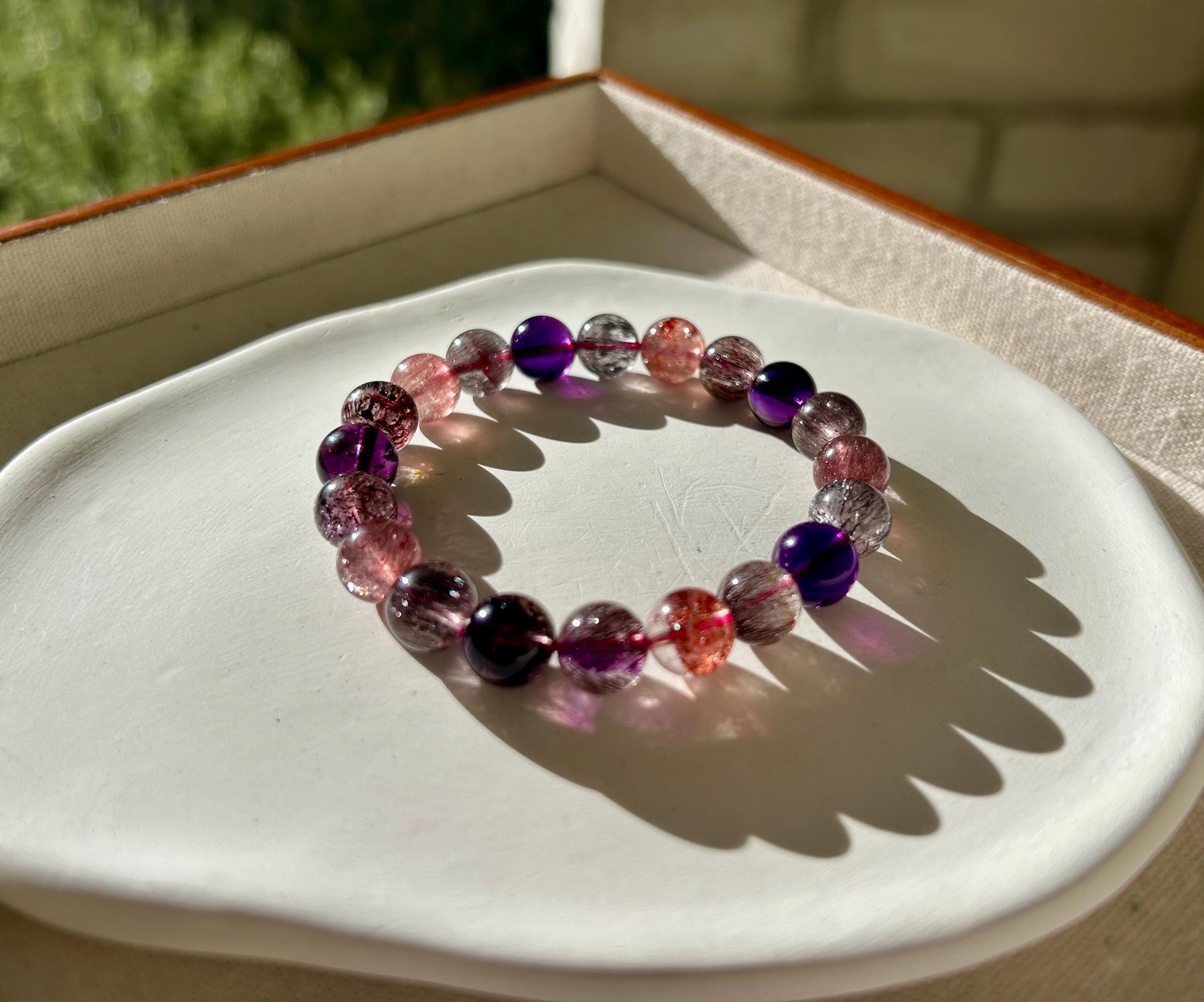 Premium Select, High Grade Super Seven Crystal Bead Bracelet: Abundant Minerals, 10mm, GH-088