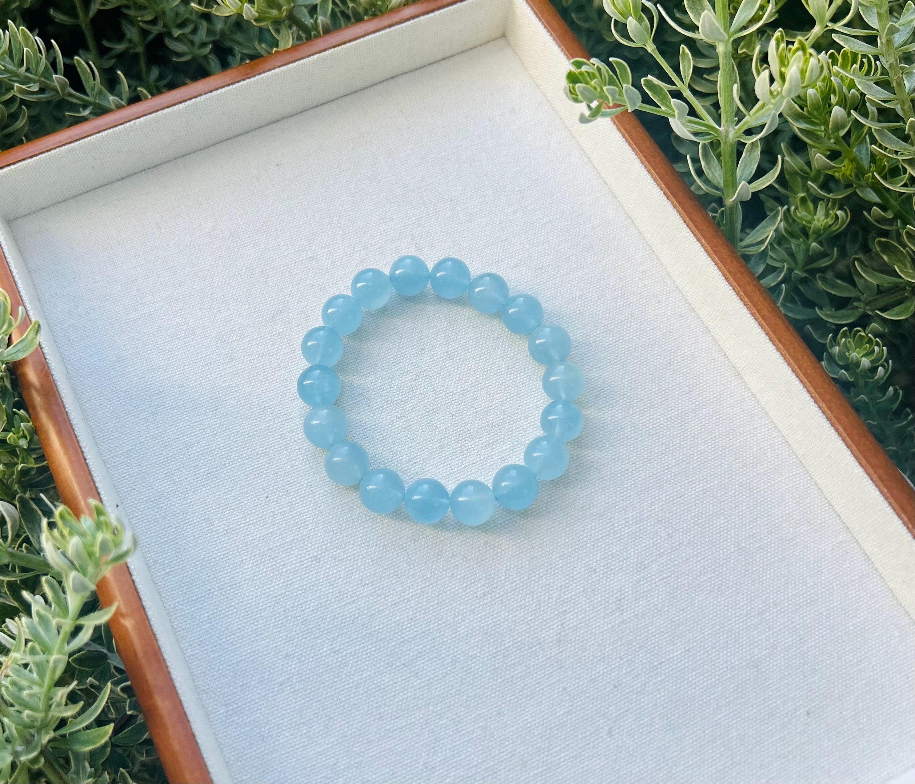 High quality Natural Chunky Aquamarine Quartz beads bracelet, High Quality Gem Aquamarine Chunky Bracelet for Stress Relief (25-039)
