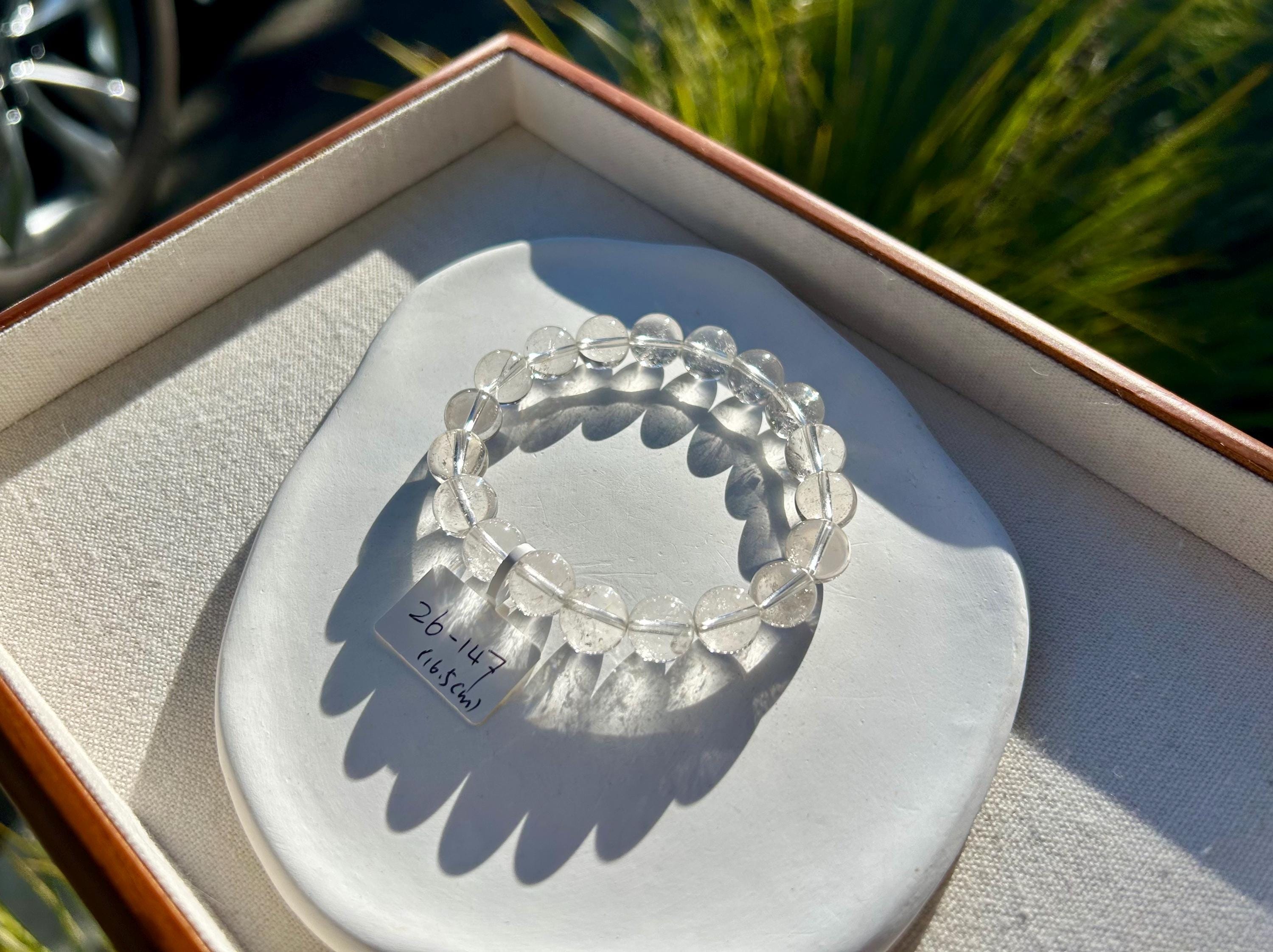 Clean Clear Quartz Crystal Round Beads Bracelet, 10mm clear quartz beads, fits up to 16.5cm wrist (26-147)