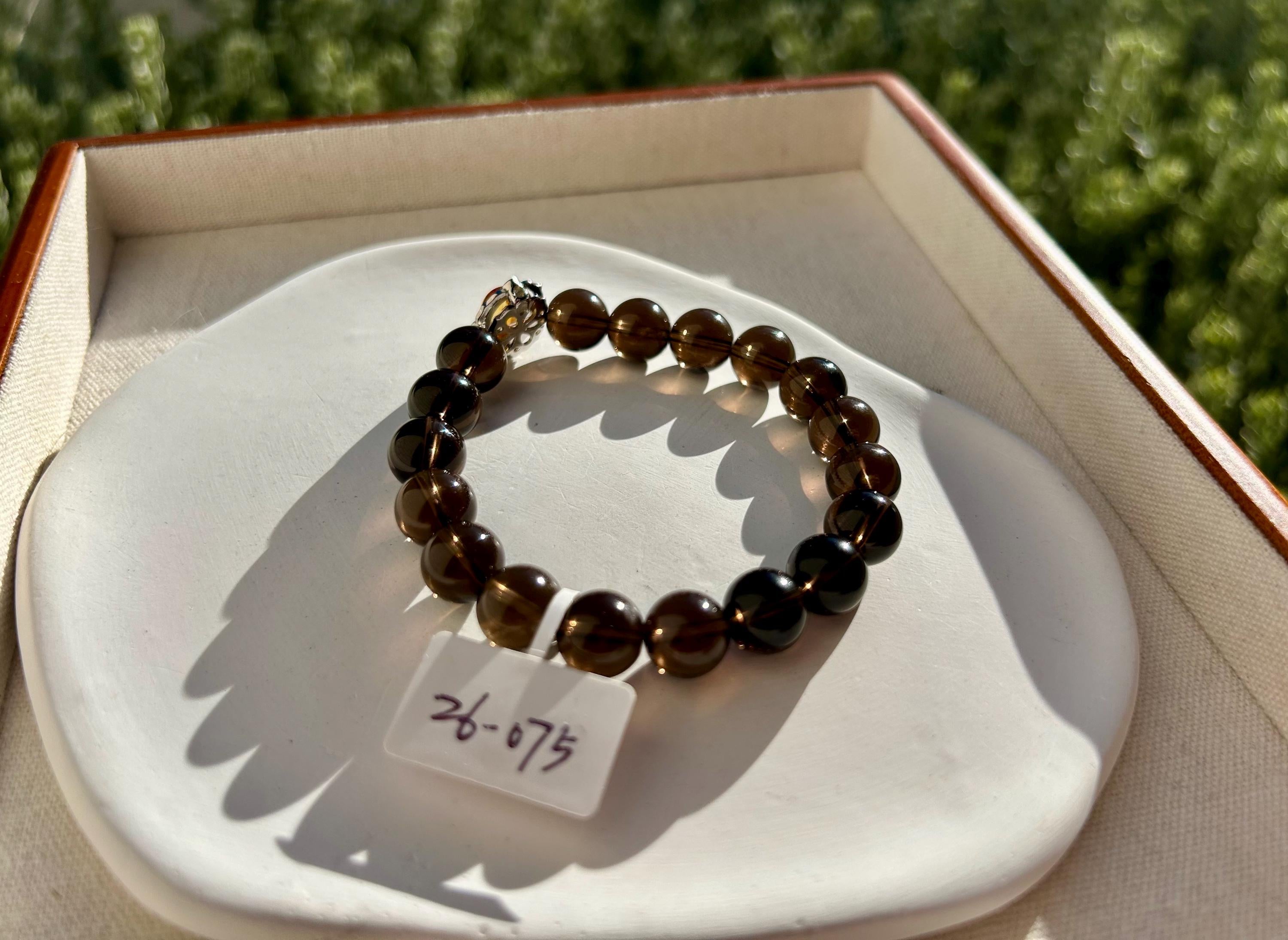 High Quality Natural Smoky Quartz Crystal Bracelet, good healing and protective stone bracelet, Fits up to 16.5cm wrist (26-075)