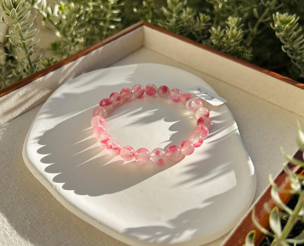 Rhodonite Gem Genuine Bracelet, Natural Icy Rhodonite Bracelet, Genuine Crystal Bracelet, fits up to 17cm  (26-024)