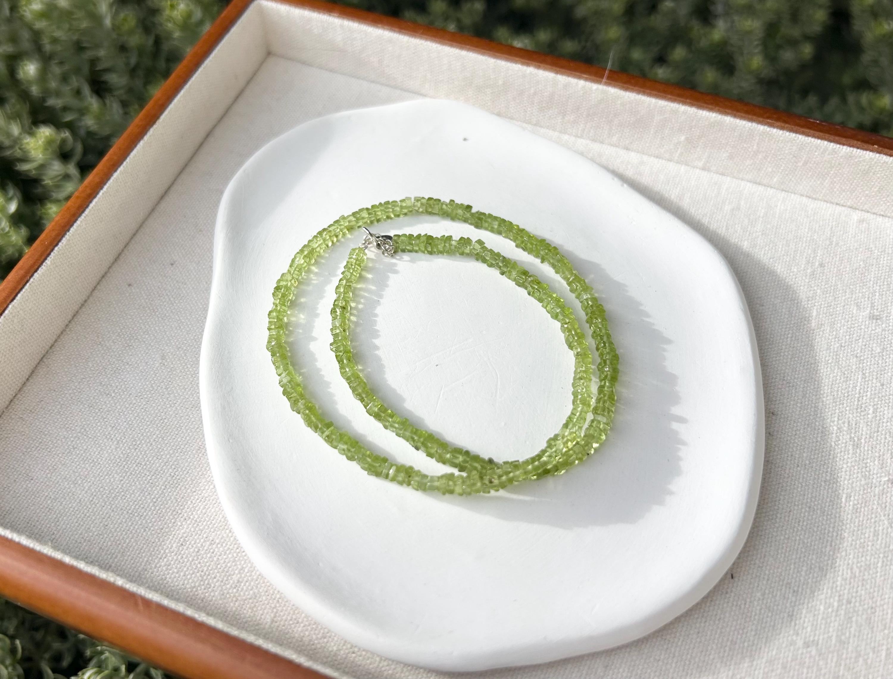 Peridot Necklace with S925 sterling silver accessories - Handmade Jewelry, 42cm long with extra 2cm extension, Gift for Her (26-049)