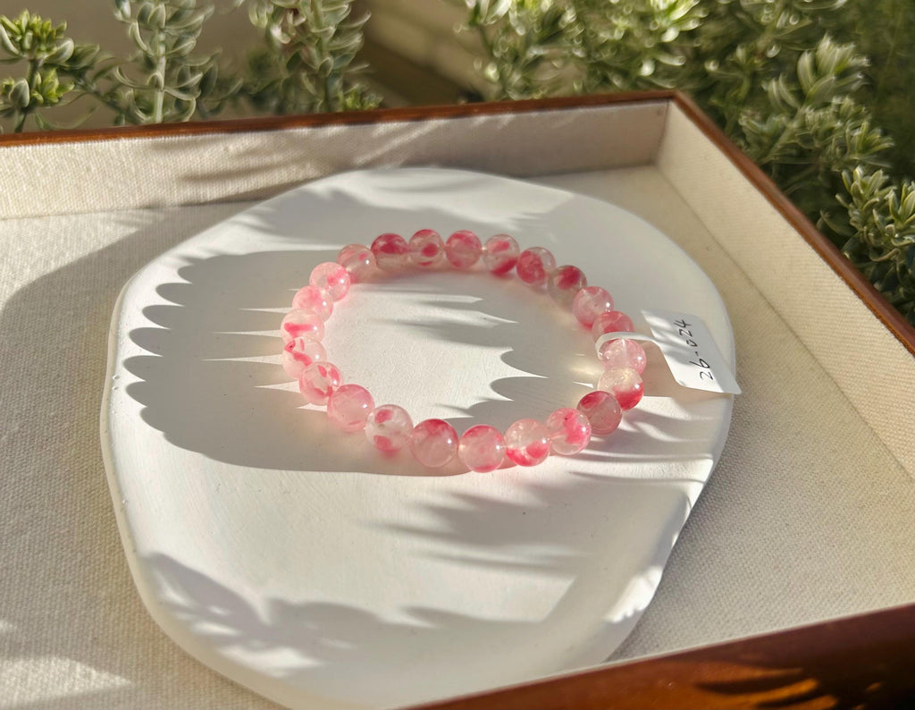 Rhodonite Gem Genuine Bracelet, Natural Icy Rhodonite Bracelet, Genuine Crystal Bracelet, fits up to 17cm  (26-024)