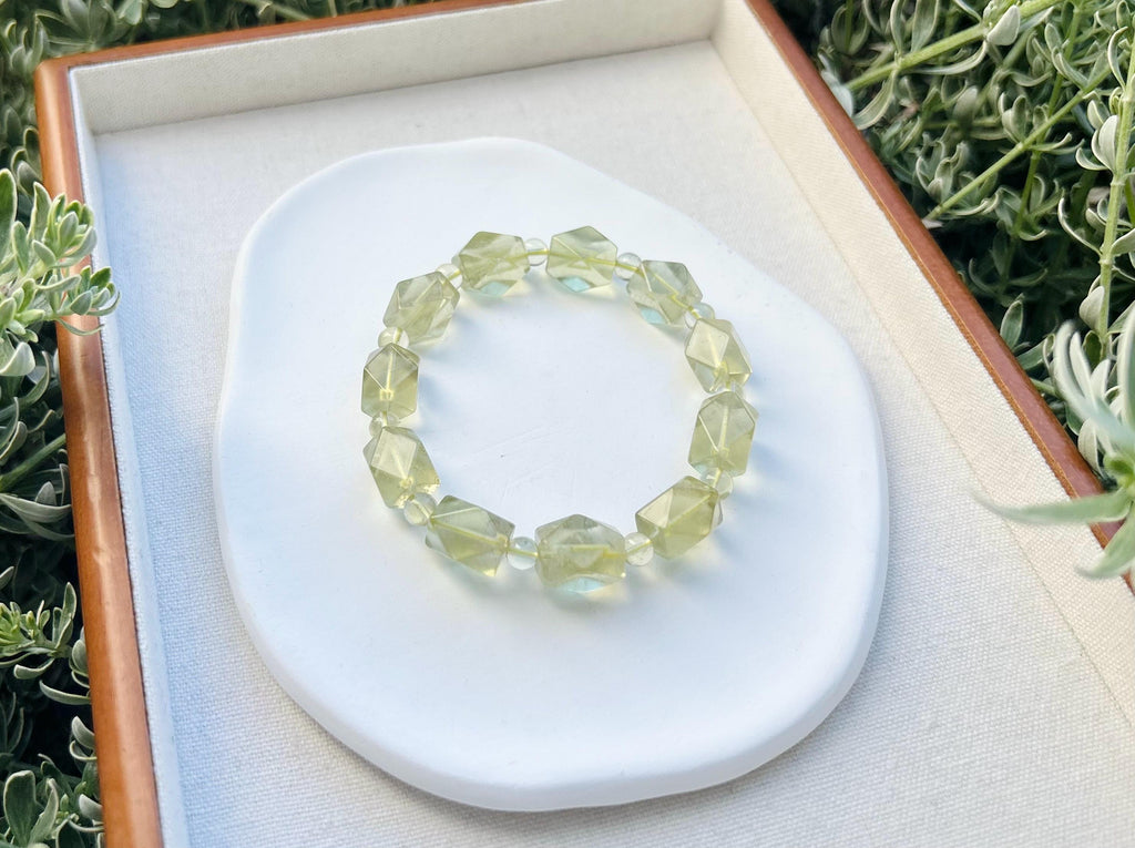 Healing Crystal, Libyan Desert Glass Bead Bracelet, Gold Tektite, Wealth & Prosperity, first to 18cm wrist (GH-017)