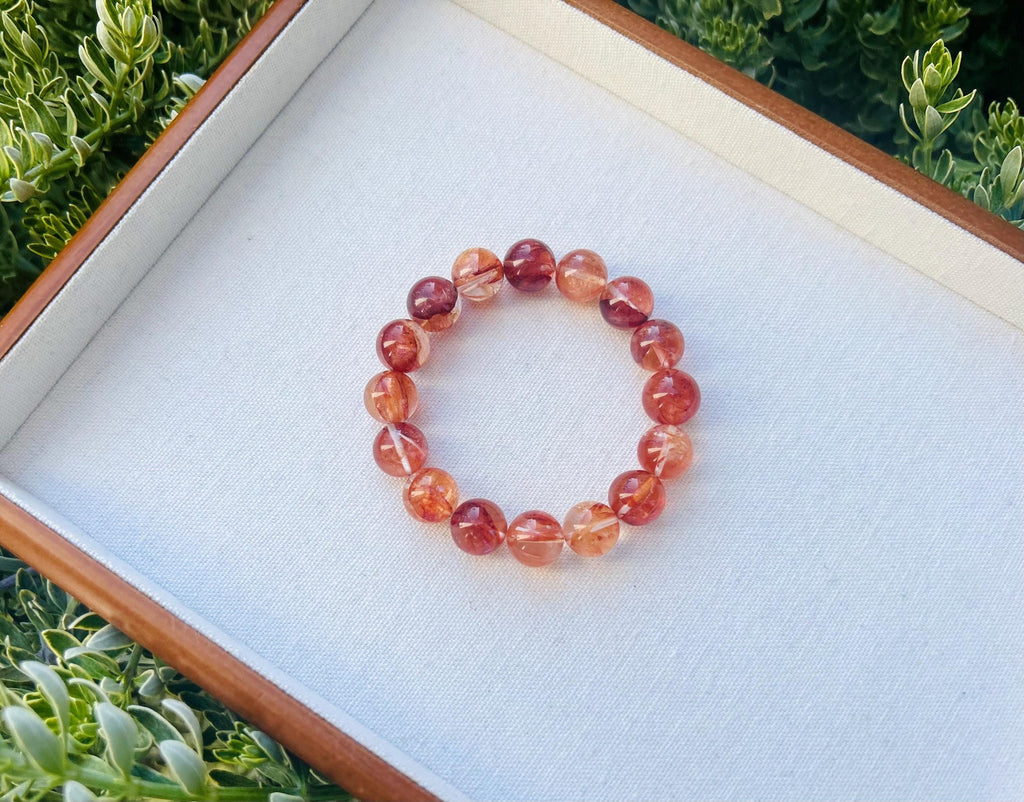 Chunky Red Hematite Quartz Bead Bracelet, Natural Crystal (12mm), Fits up to 16cm wrist (GH-007)