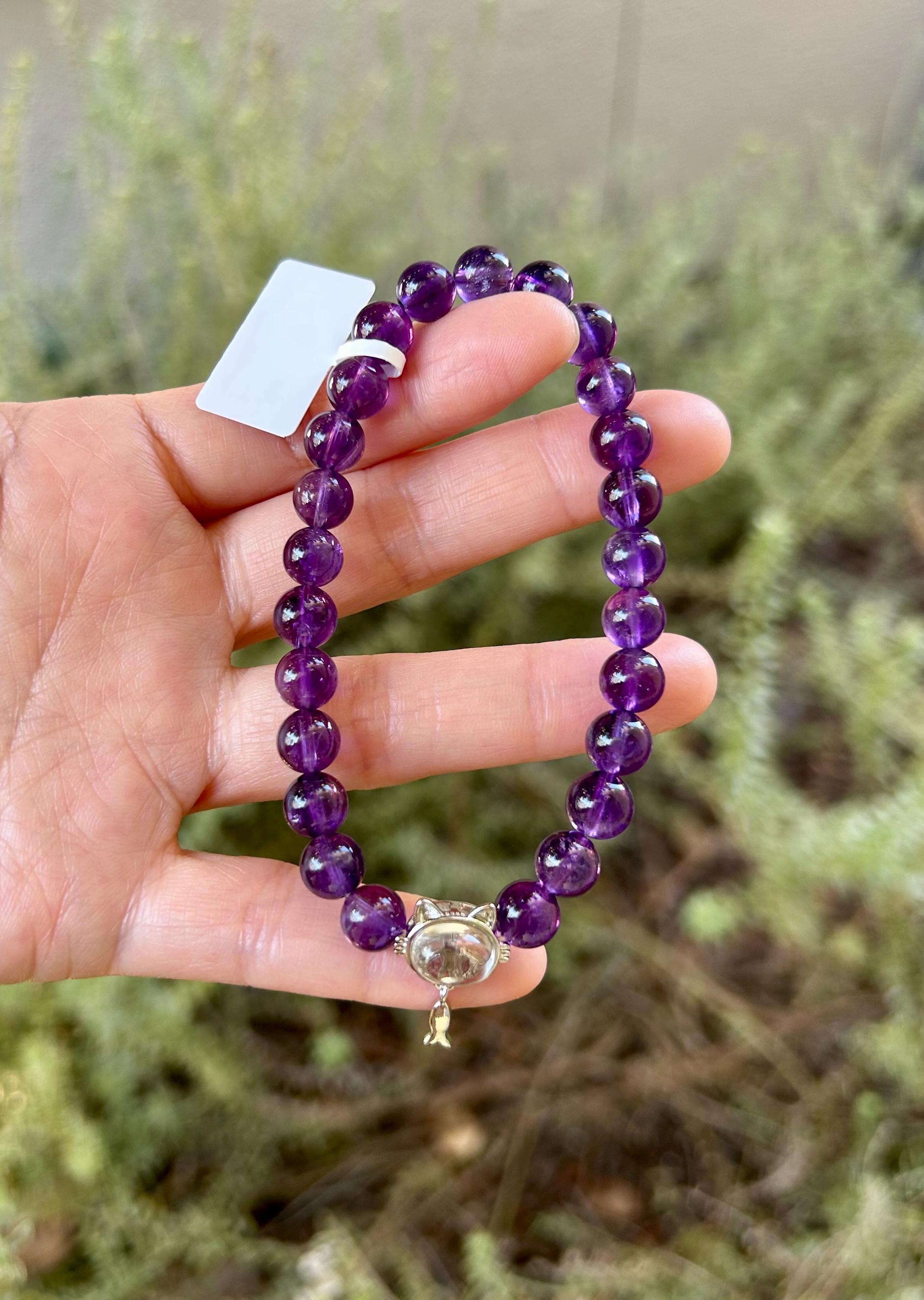 9mm beads Lavender Amethyst Bead Bracelet - fits up to 17cm wrist (26-061)