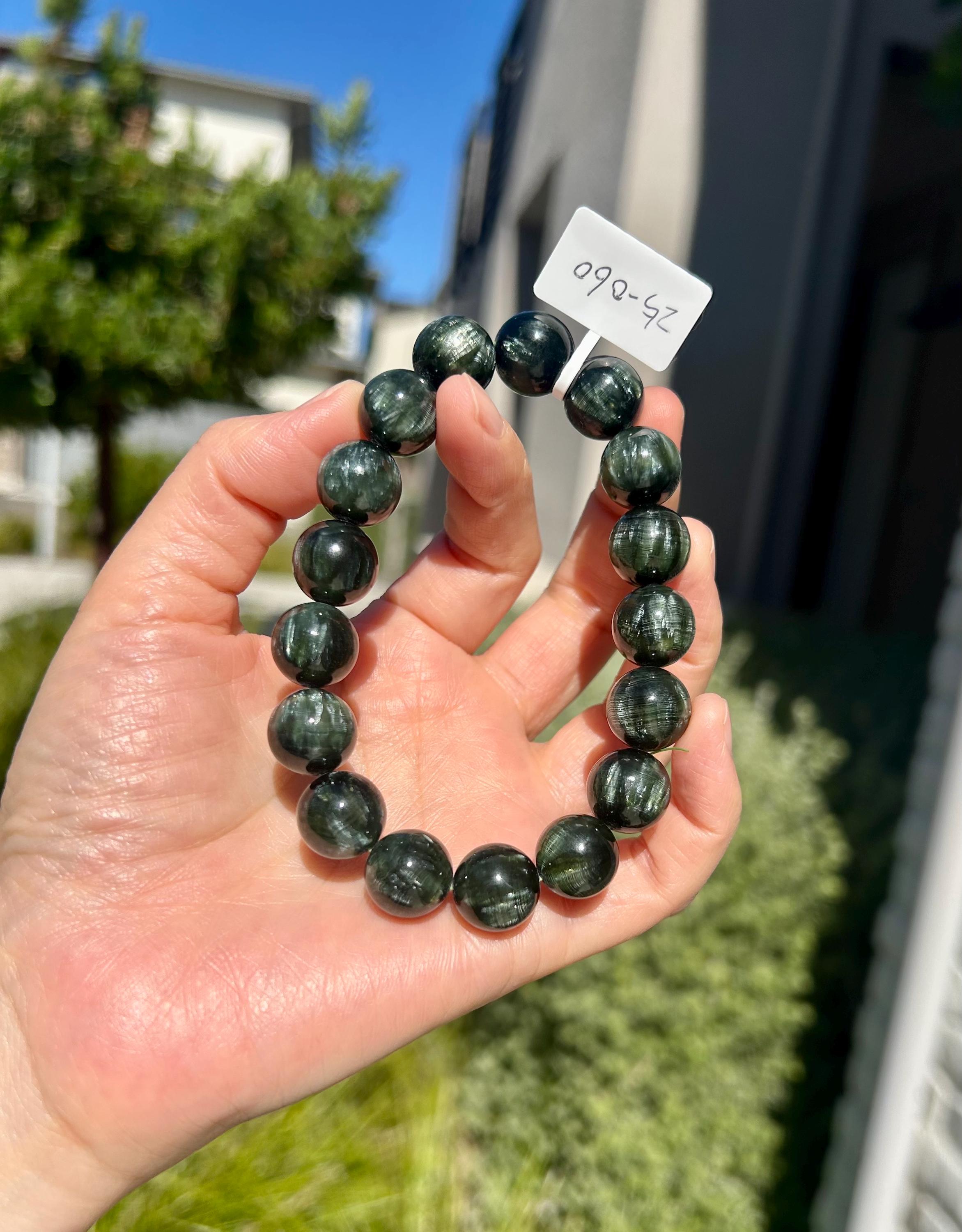 Chunky Green Seraphinite Beads Bracelet - 13mm, fits up to 18.5cm wrist (25-060)
