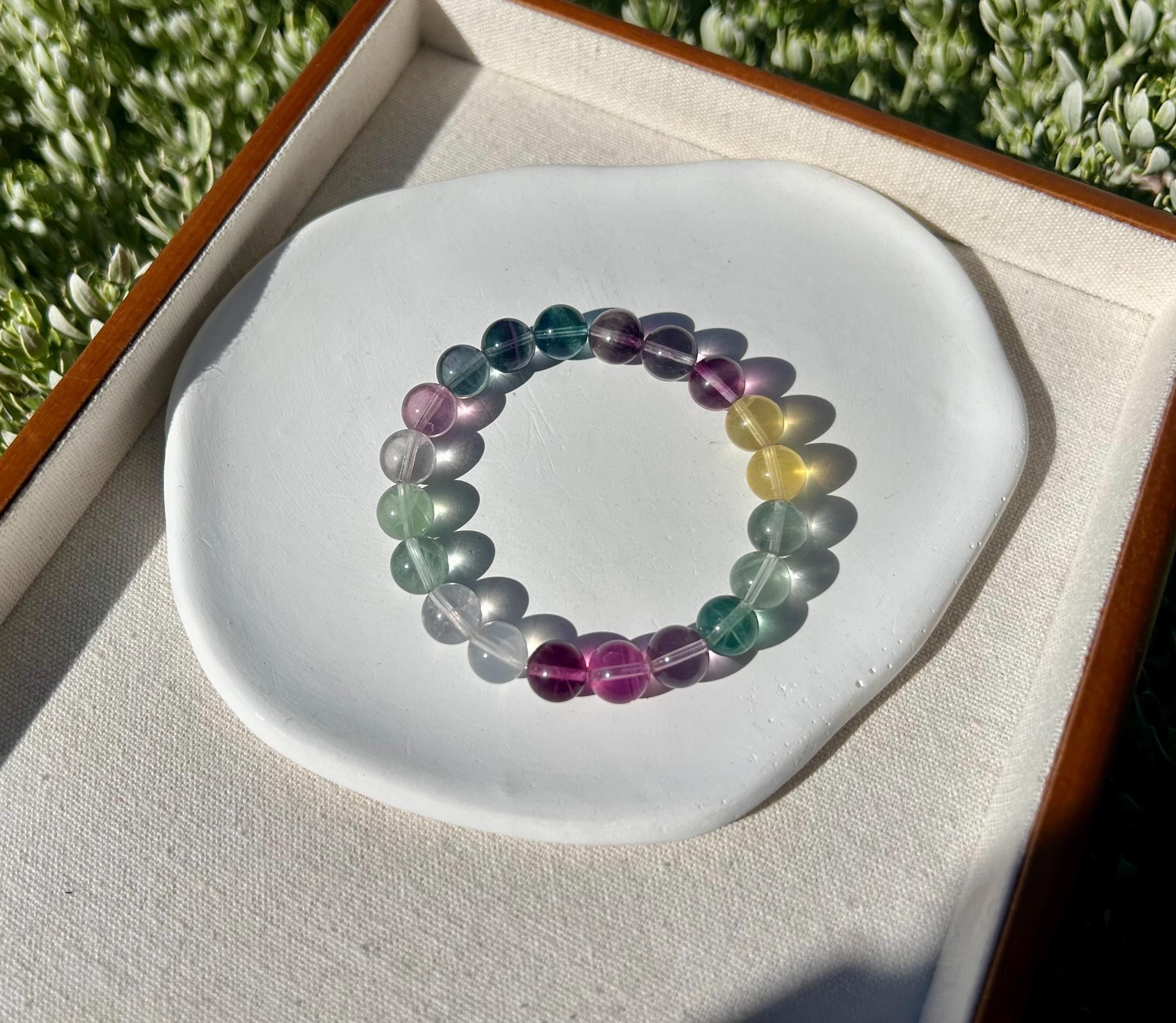 Multicolor Fluorite Bead Bracelet - 9.7mm beads, fits up to 16cm wrist  (26-079)