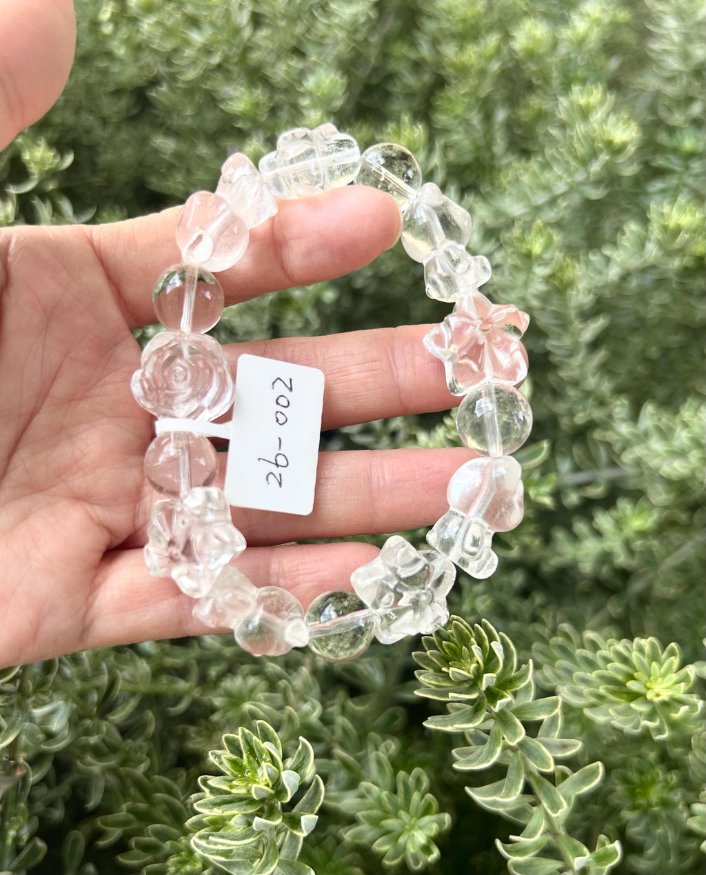 Clear quartz carving beads, Clear quartz carving bear beads, Clear Quartz Beads bracelet, fits for 16.5cm wrist (26-002)