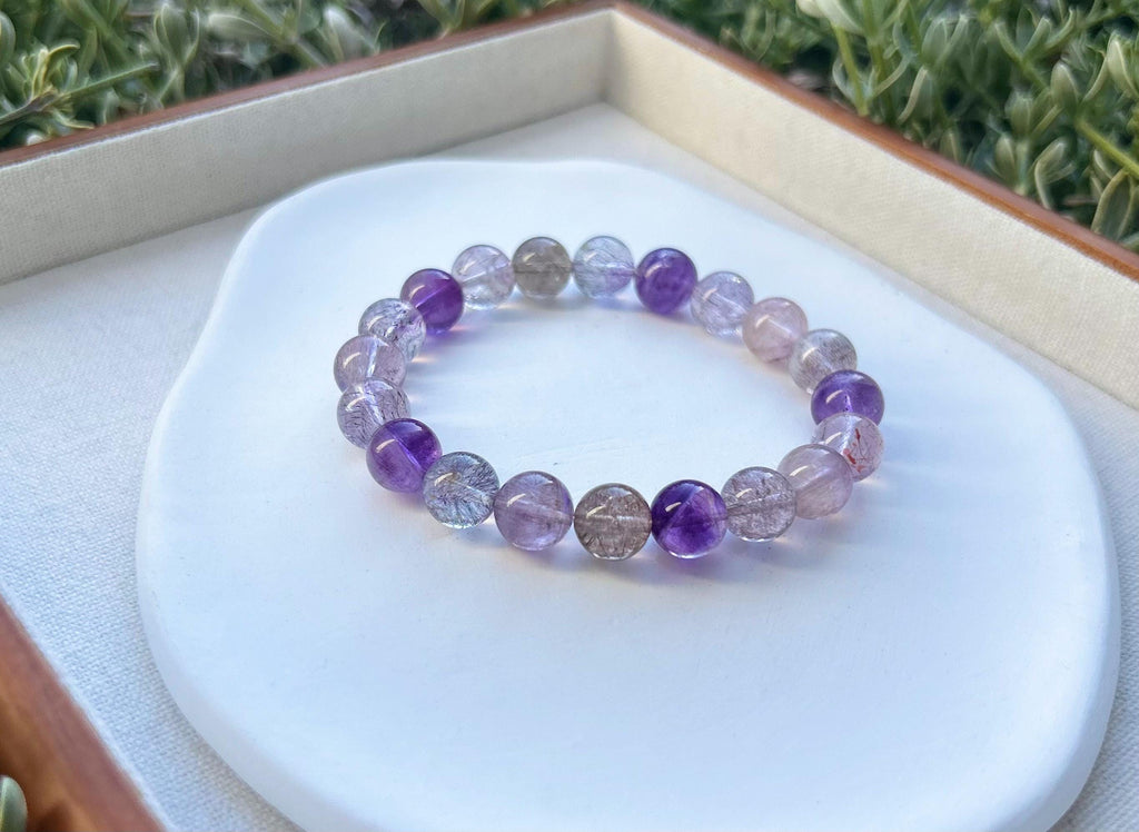 High Clarity Quality Super Seven Beads Bracelet, Clear Super seven with full of string inside - 25-102