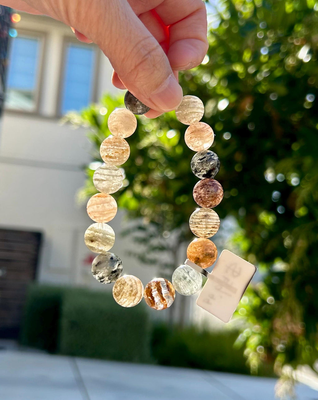Chunky Layered Phantom Quartz Crystal Bead Bracelet - Rare Gemstone (12mm beads, Fits up to 16.7cm wrist (26-142)