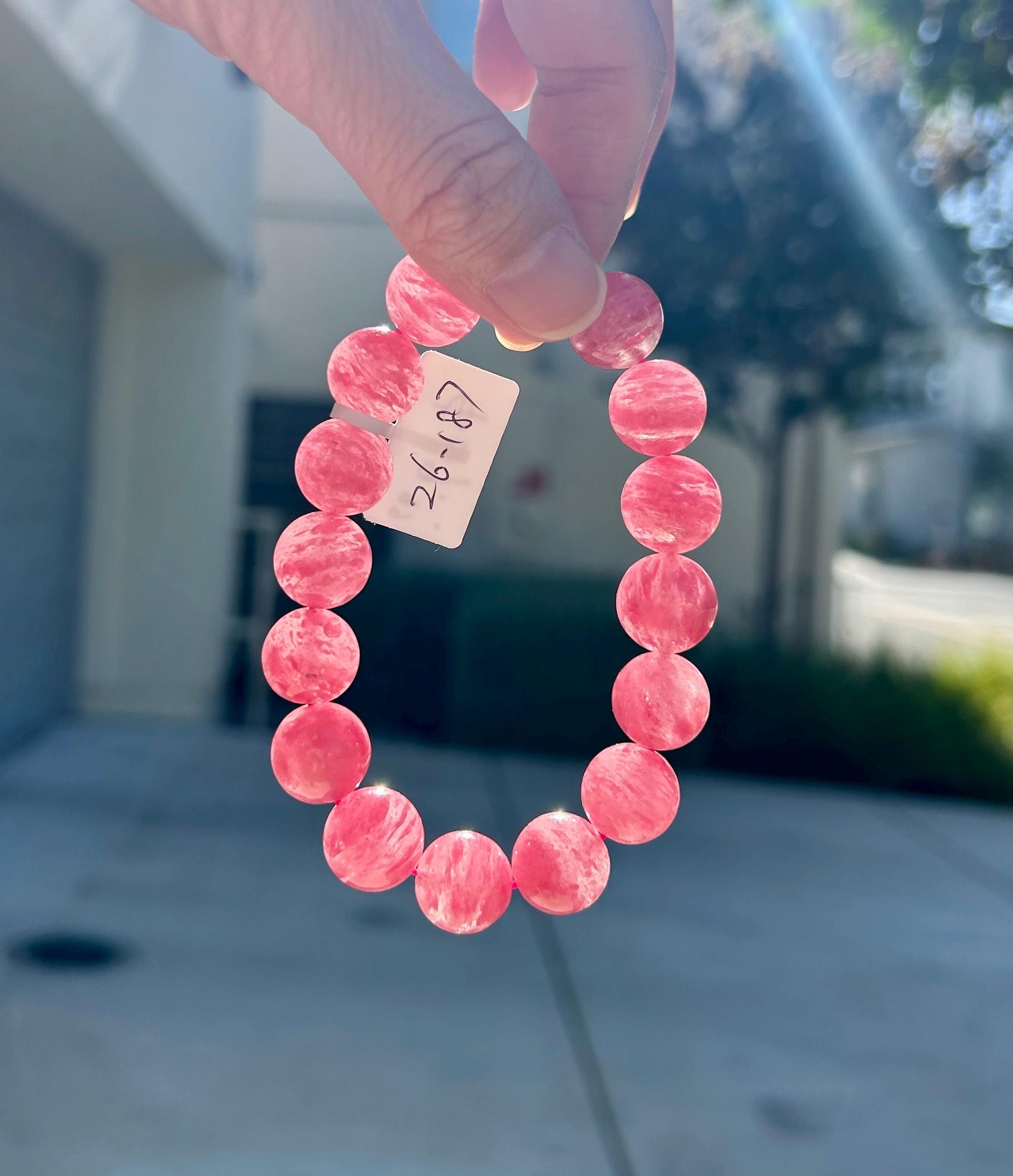 High Quality Natural Rhodonite Bracelet, Sakura Rhodonite, Genuine Crystal Bracelet (26-187)