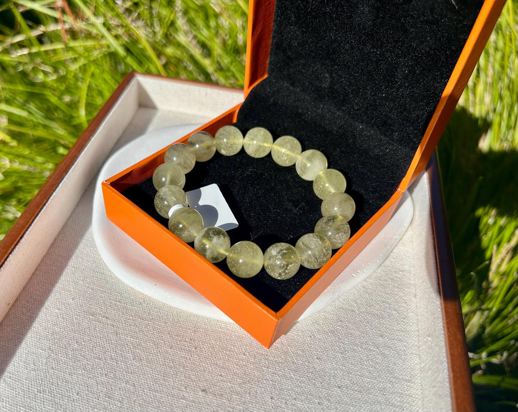 Gold Libyan Desert Glass square beads Bracelet: Tektite Beads, 13.5mm+ beads, Fits up to 17.5cm wrist (GH-46)