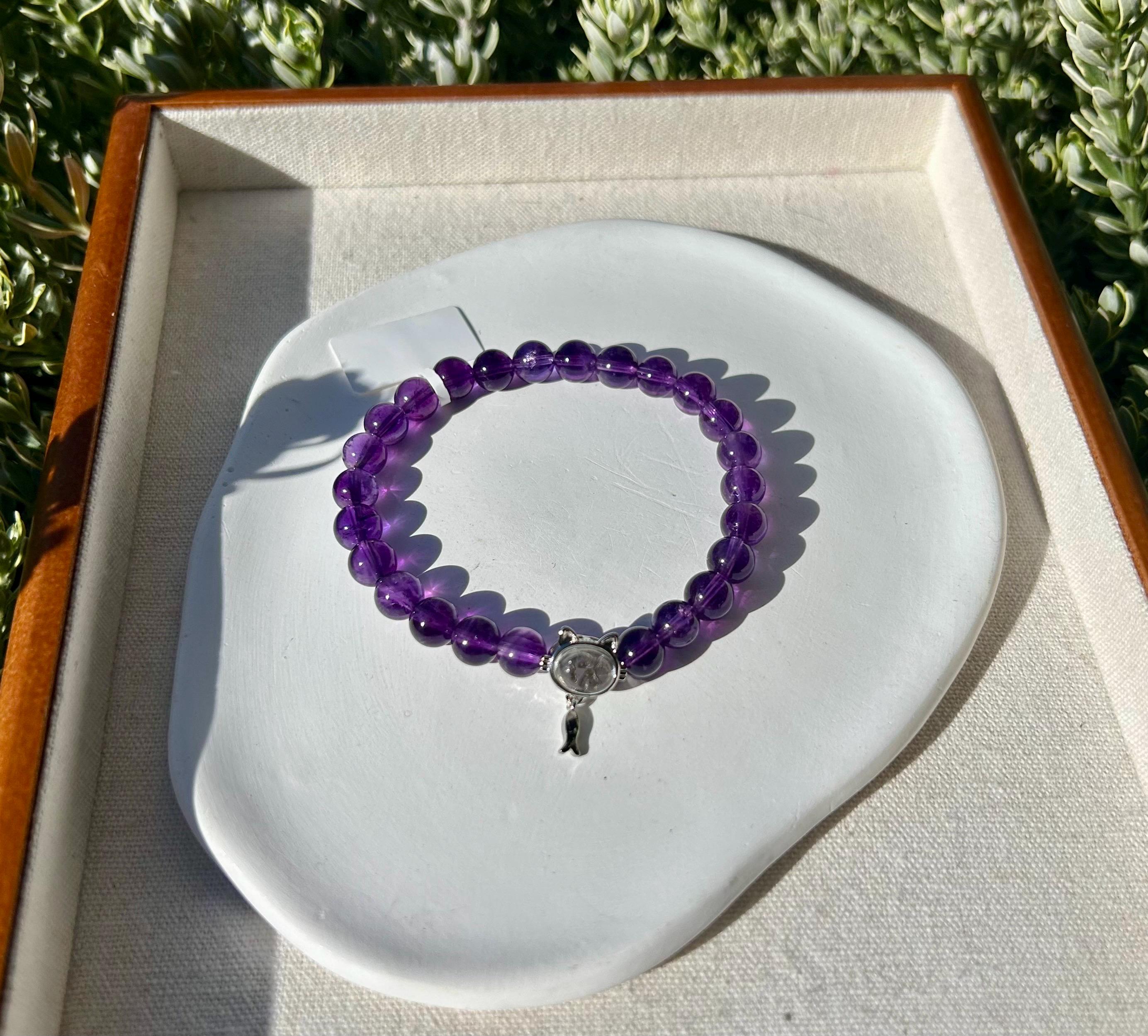 9mm beads Lavender Amethyst Bead Bracelet - fits up to 17cm wrist (26-061)