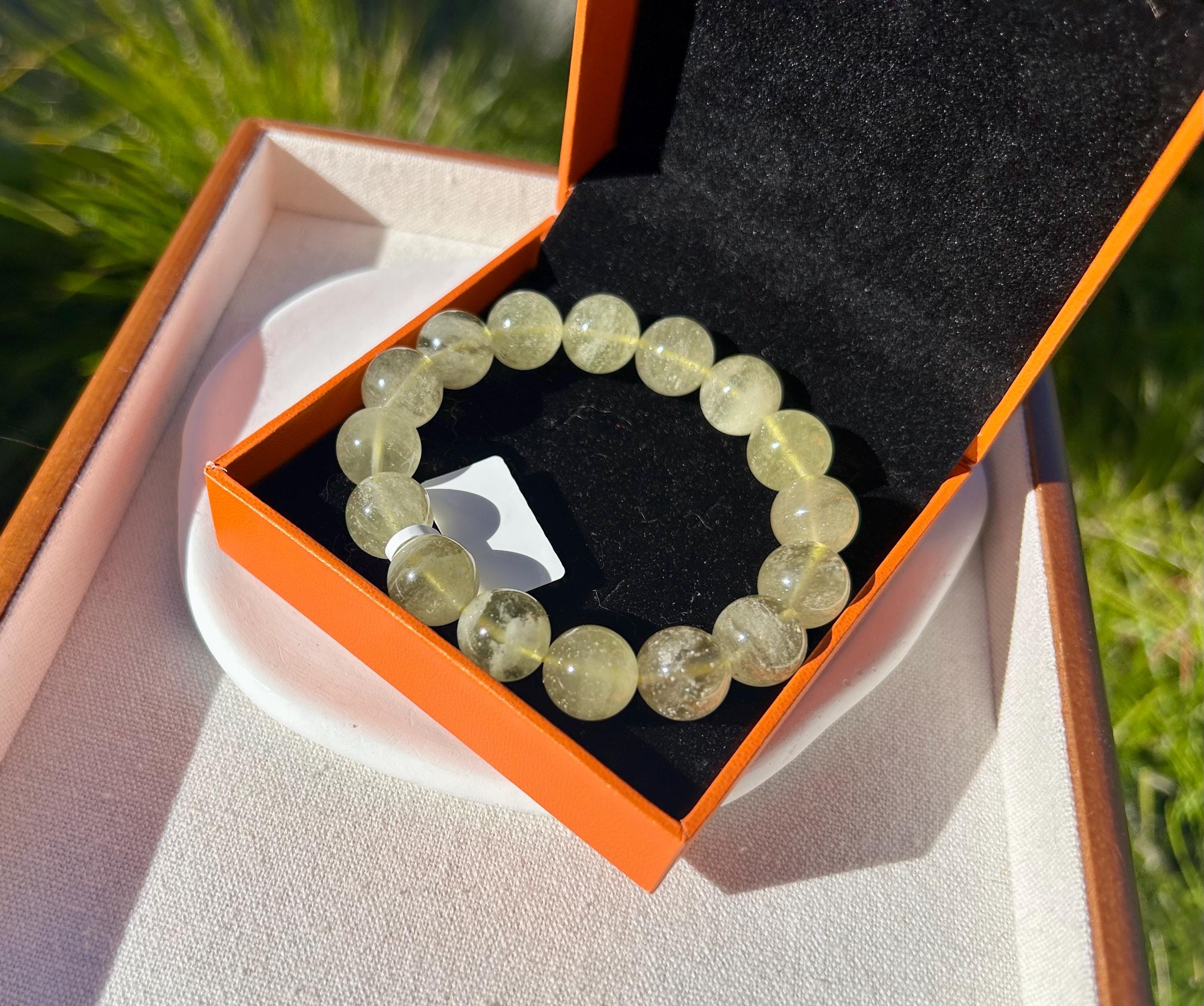 Gold Libyan Desert Glass square beads Bracelet: Tektite Beads, 13.5mm+ beads, Fits up to 17.5cm wrist (GH-46)