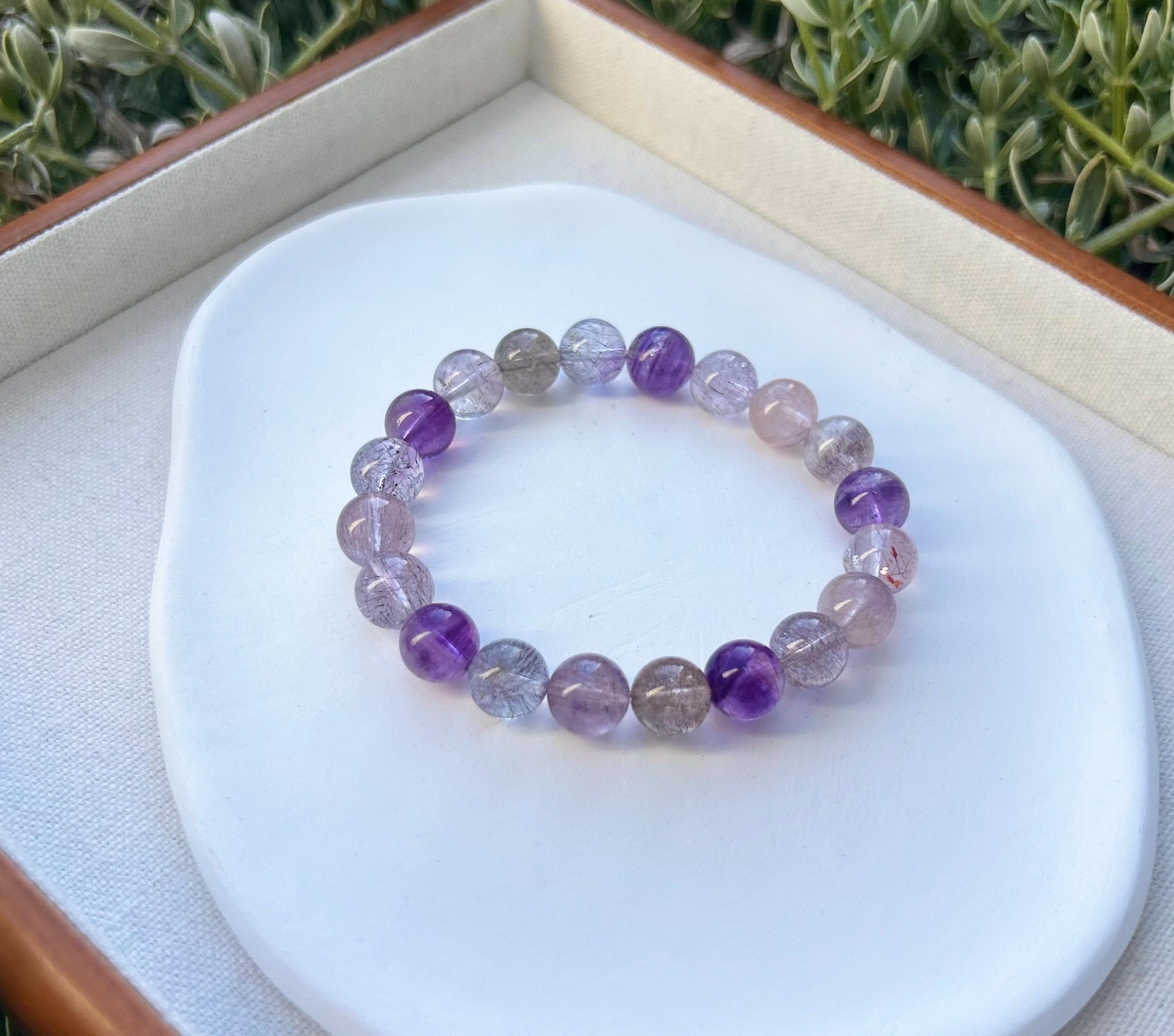 High Clarity Quality Super Seven Beads Bracelet, Clear Super seven with full of string inside - 25-102