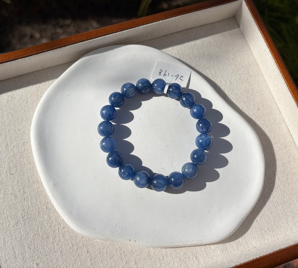 High Quality Blue Kyanite Bracelet: Genuine Green Kyanite Healing Stone, 10mm beads, fits up to 16.5cm wrist  (26-198)
