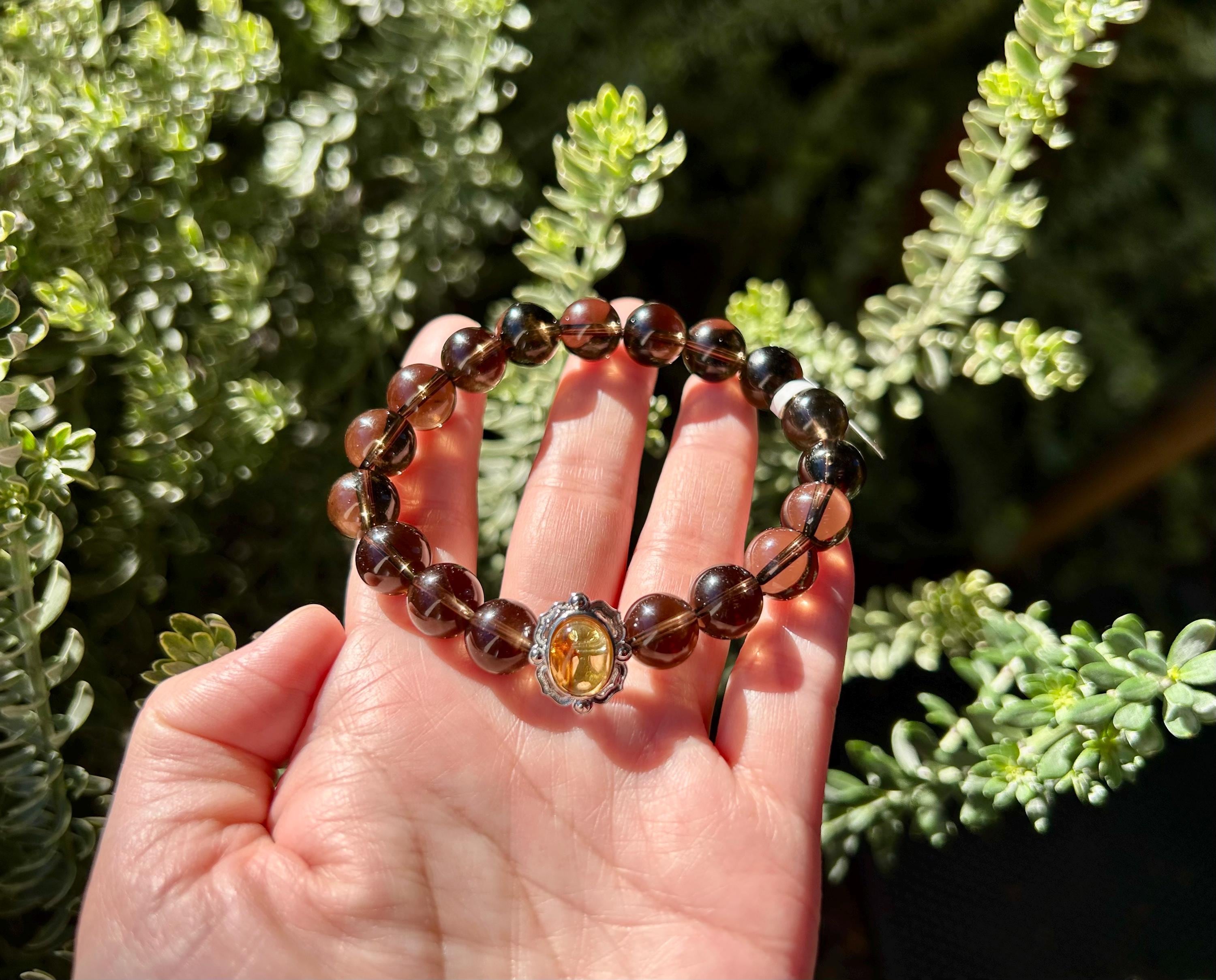 High Quality Natural Smoky Quartz Crystal Bracelet, good healing and protective stone bracelet, Fits up to 16.5cm wrist (26-075)