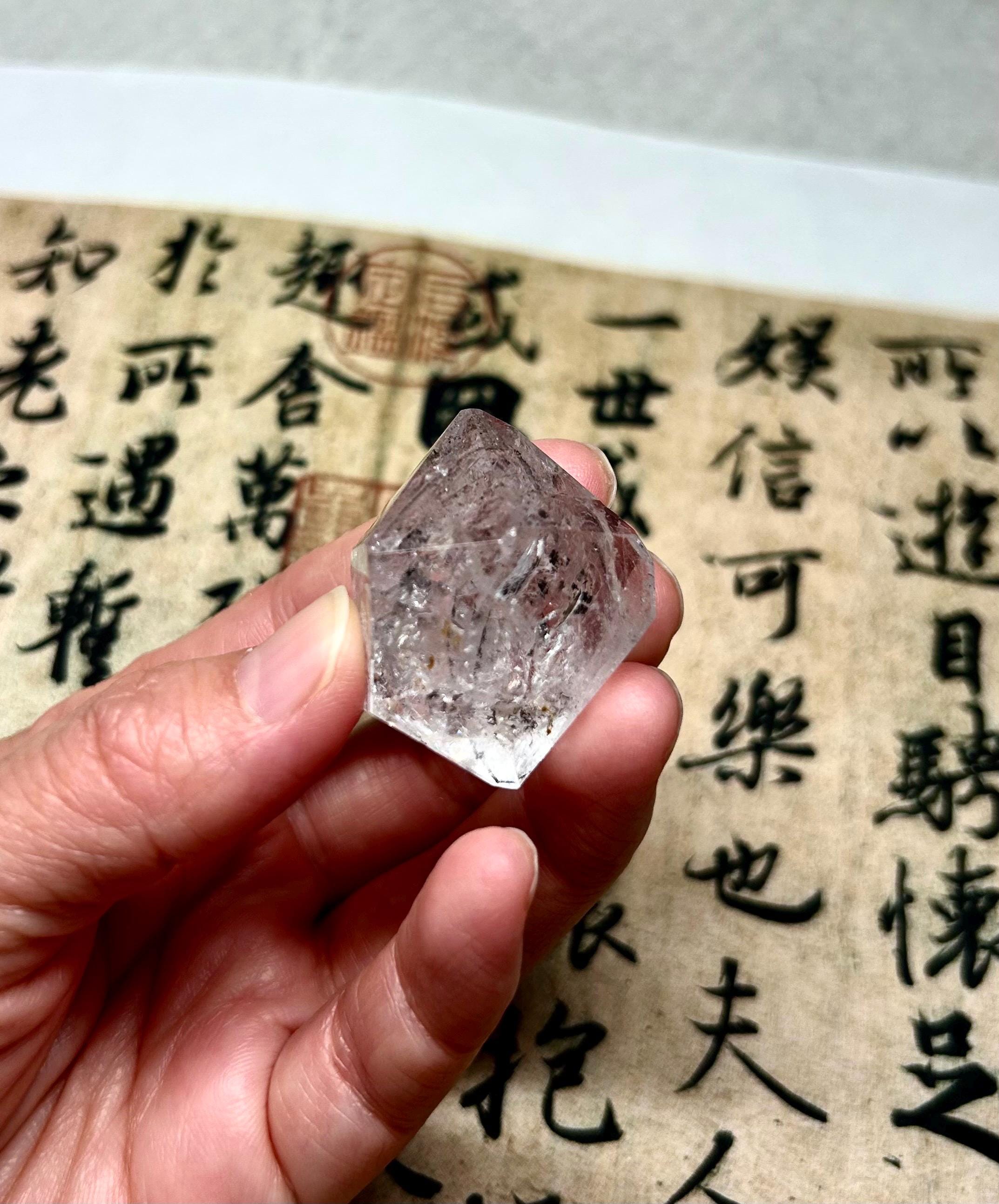 Healing Crystal, Large Double-Terminated Herkimer Diamond Enhydro Quartz with Moving Sand & Giant Bubble Inclusion(24.7g) (26-127)