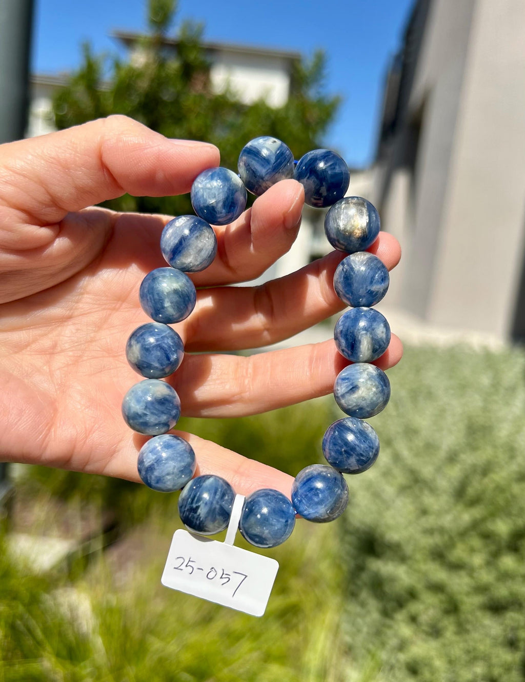 Chunky Blue Kyanite Bracelet: Genuine Green Kyanite Healing Stone  (25-057)