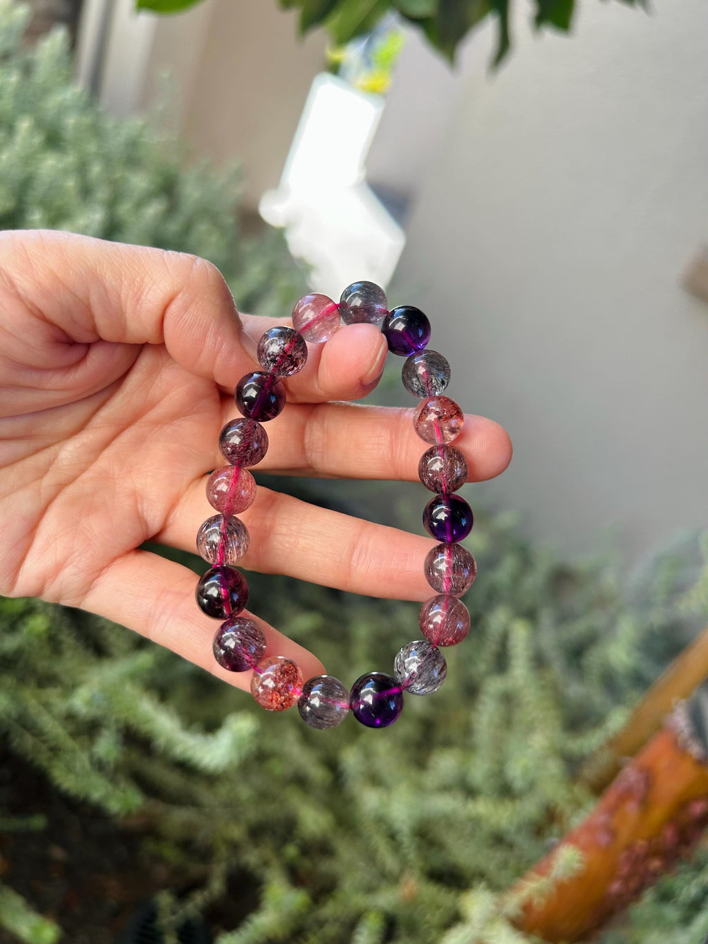 Premium Select, High Grade Super Seven Crystal Bead Bracelet: Abundant Minerals, 10mm, GH-088