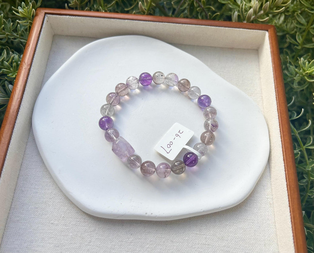 High Clarity Super Seven Beads Bracelet, Clear Super seven with full of string inside, fits up to 17cm wrist - 26-007