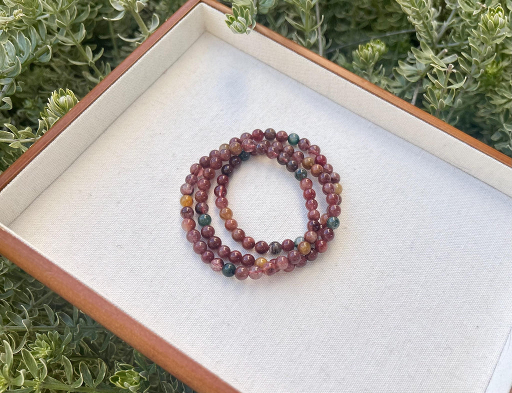 High Quality Rainbow Rutilated Quartz Bracelet, 3-lap multi color rutilated quartz beads bracelet, Rainbow Hair Quartz bracelet (25-049)