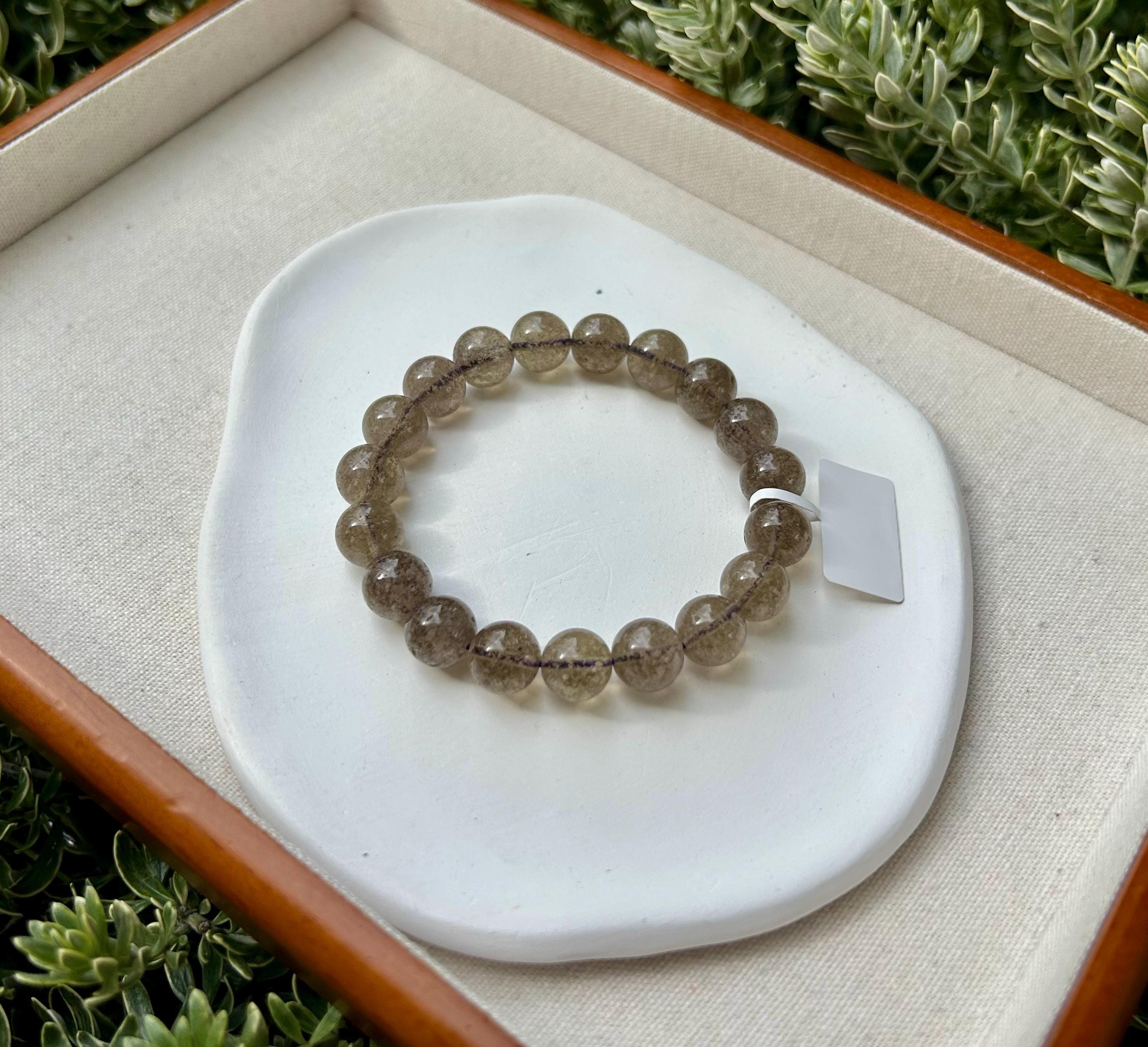 Healing Crystal, High Quality Chunky Libyan Desert Glass Bracelet, Purple Gray Tektite, 11mm+, Fits up to 17cm wrist (26-034)