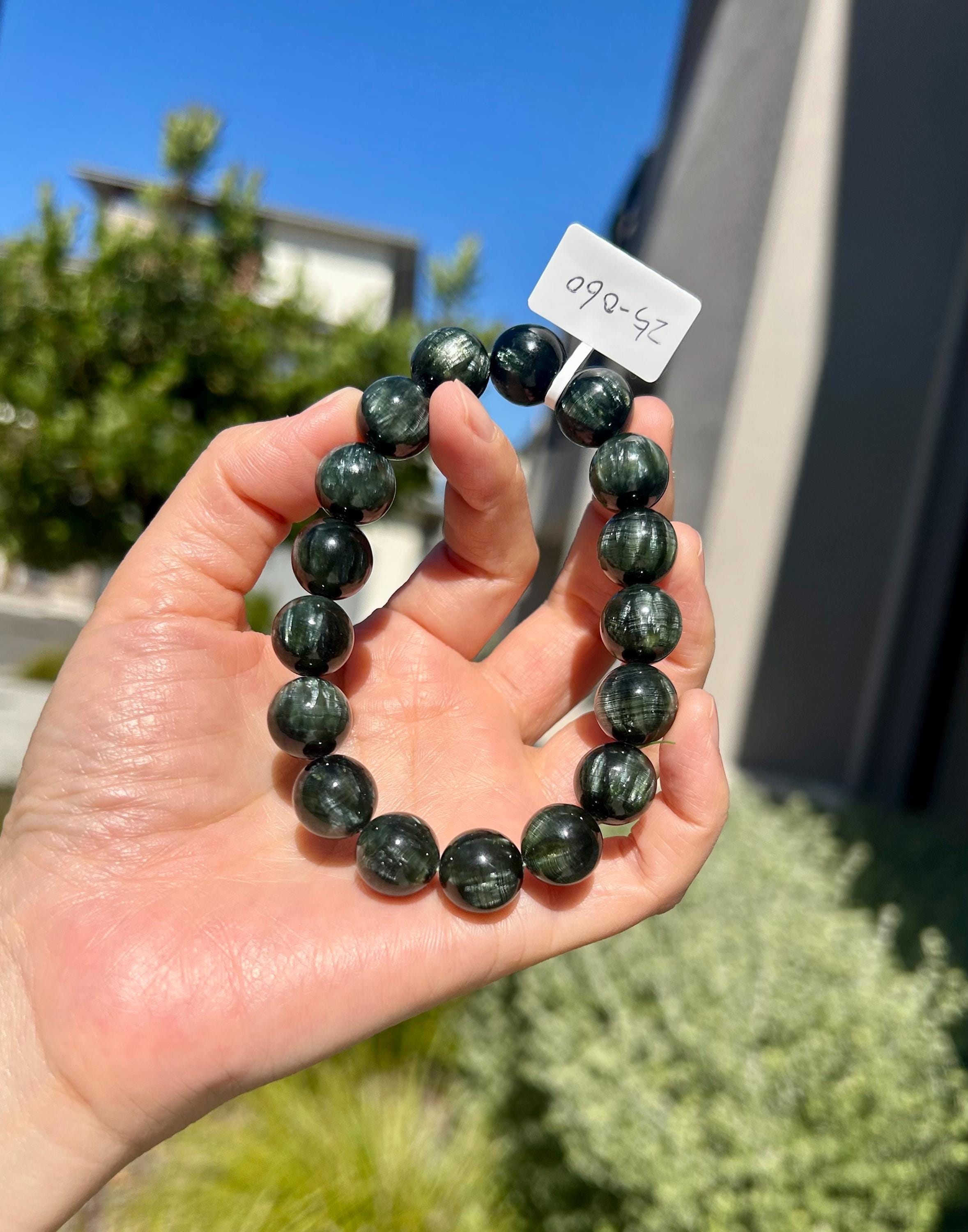 Chunky Green Seraphinite Beads Bracelet - 13mm, fits up to 18.5cm wrist (25-060)