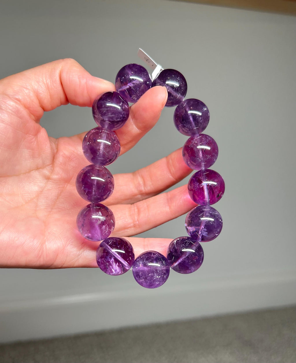 Rare seen Natural Chunky Amethyst Beaded Bracelet, 17mm+ chunky amethyst beads, Healing Stone, Fits up to 17cm wrist)  (GH-35)