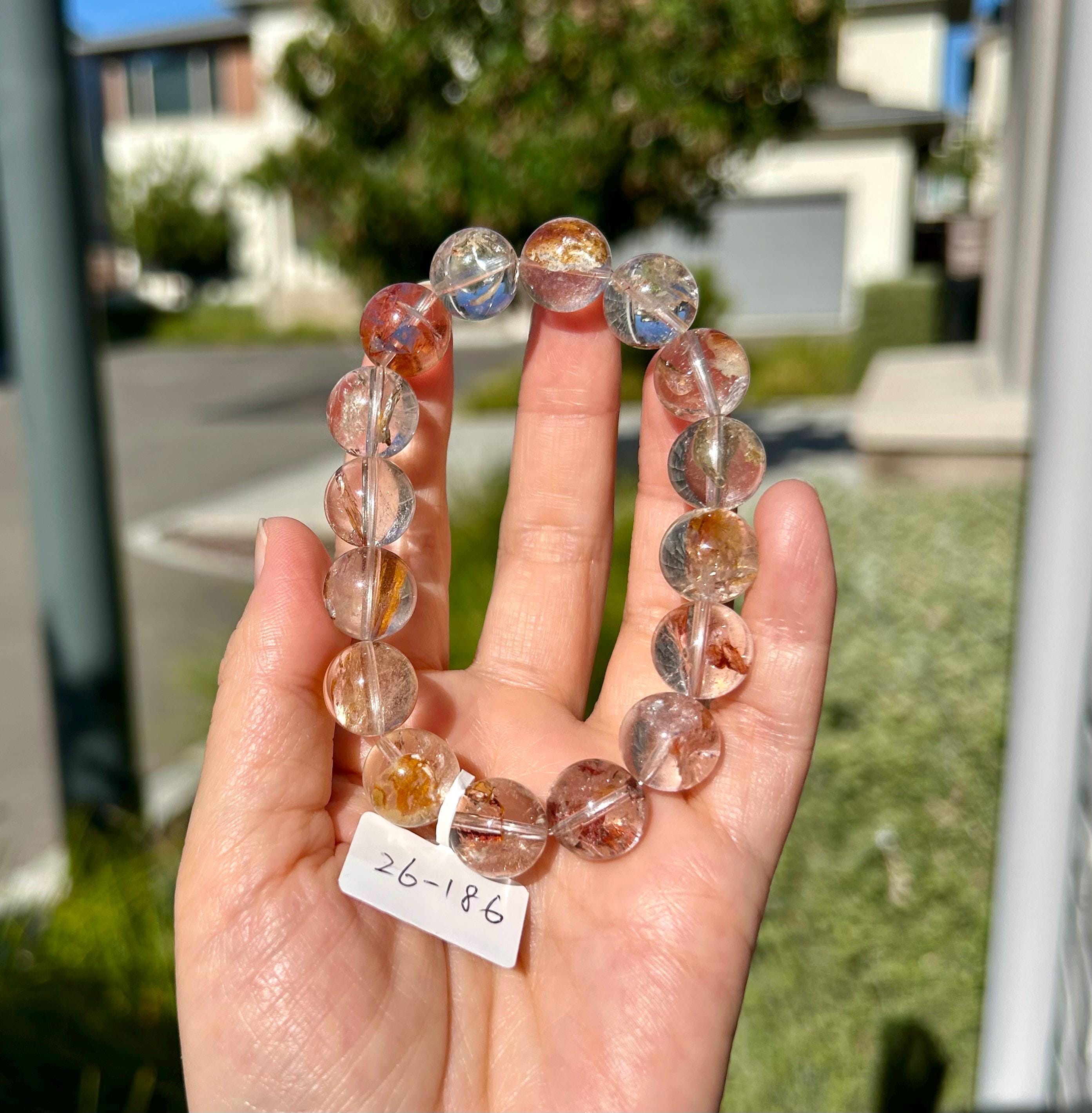 Healing Crystal, Herkimer Diamond Crystal Bracelet: High Frequency Healing Gemstone, 13mm beads, Fits up to 17cm wrist,  (26-186)