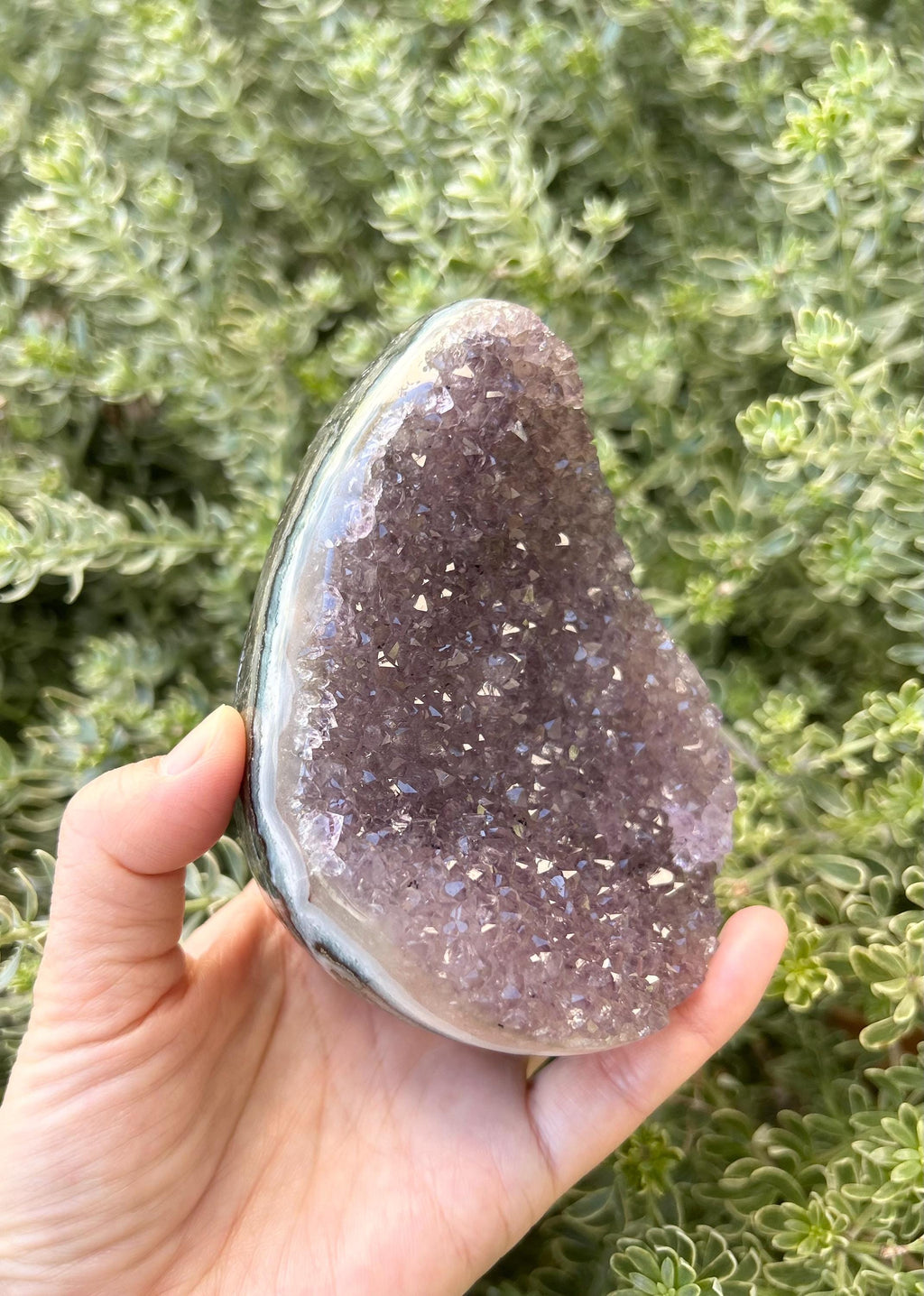 Raw Amethyst Dragon Egg, Egg-Shaped Crystal, Tear Drop Raw Amethyst, Sunset Purple Amethyst Egg (R-007)