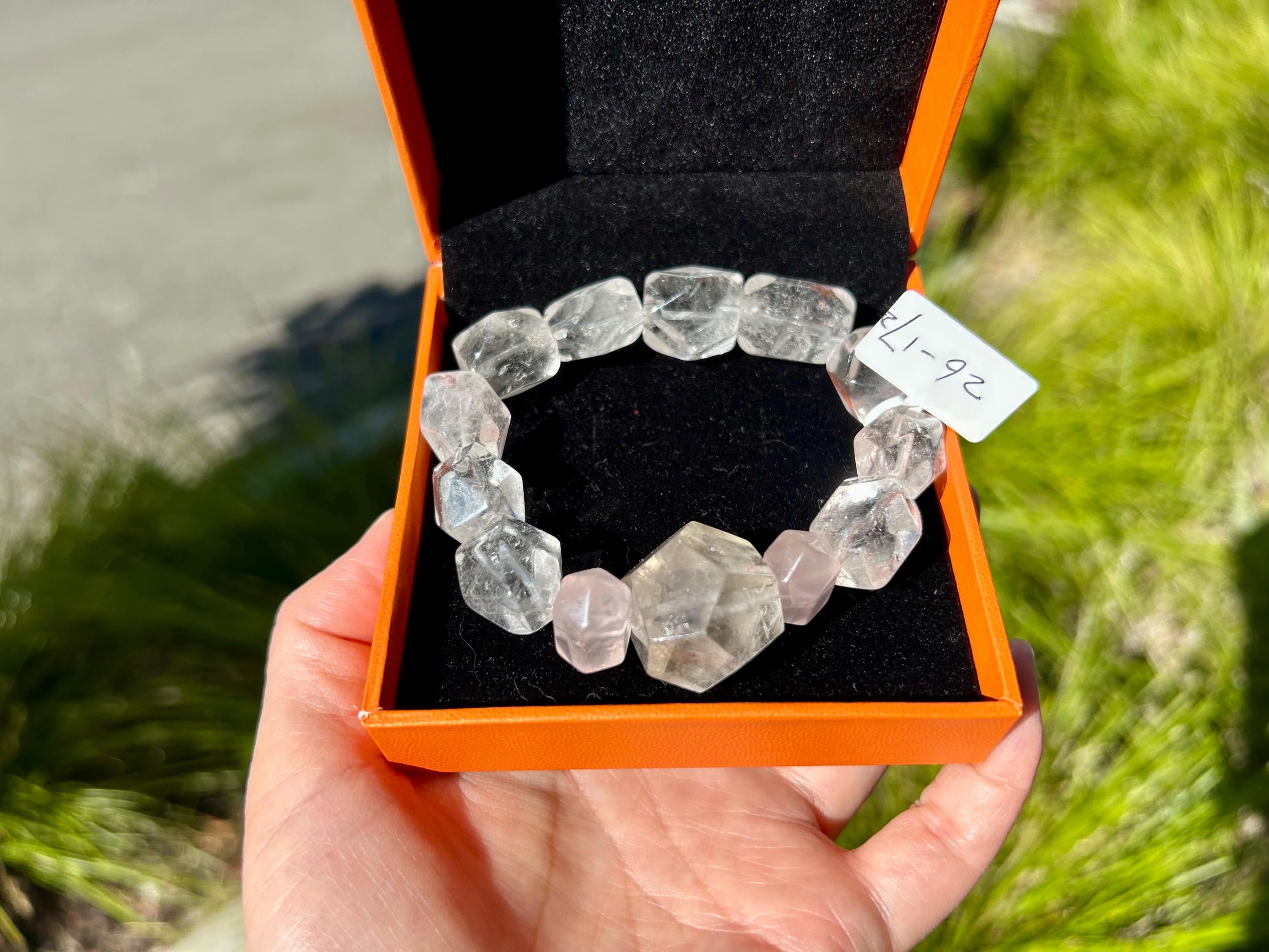 Clear Quartz Crystal Nugget Bracelet, fits up to 16cm wrist (26-172)