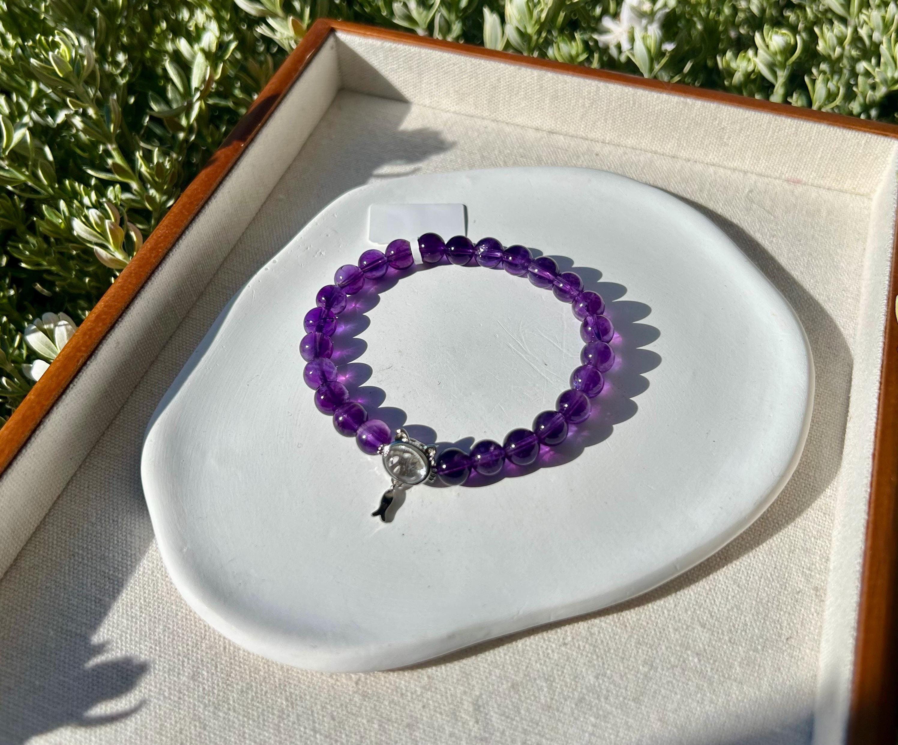 9mm beads Lavender Amethyst Bead Bracelet - fits up to 17cm wrist (26-061)