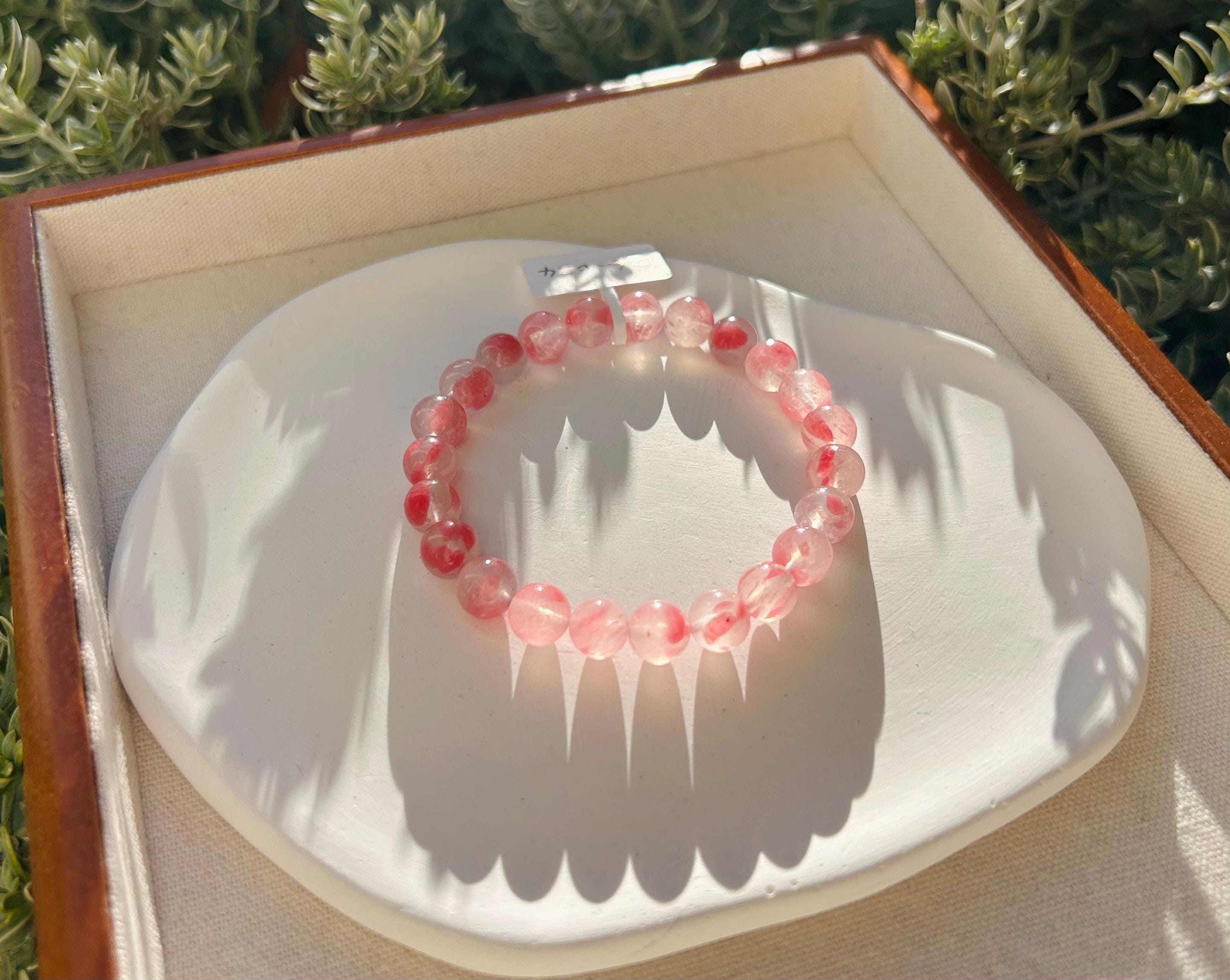 Rhodonite Gem Genuine Bracelet, Natural Icy Rhodonite Bracelet, Genuine Crystal Bracelet, fits up to 17cm  (26-024)