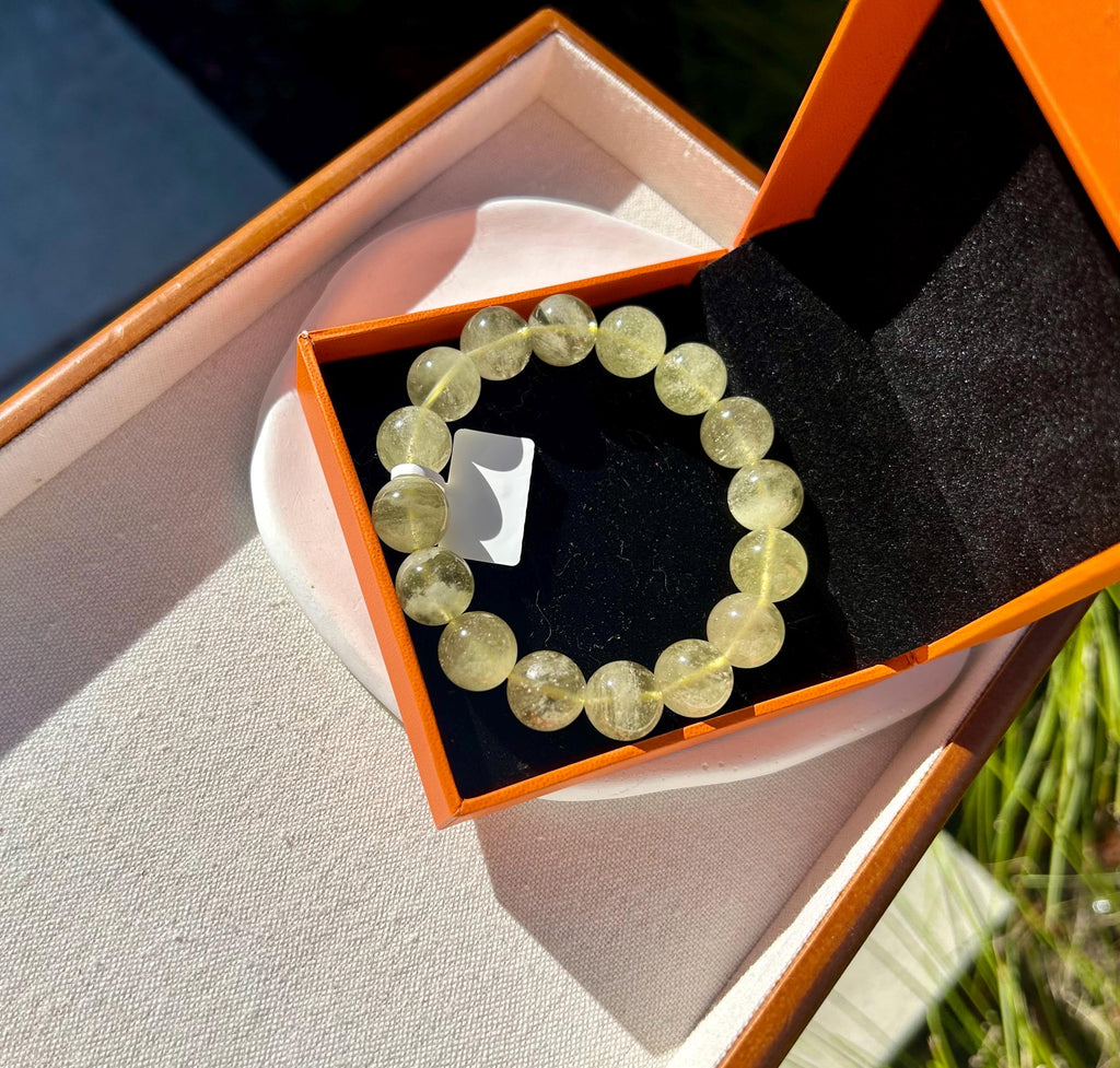 Gold Libyan Desert Glass square beads Bracelet: Tektite Beads, 13.5mm+ beads, Fits up to 17.5cm wrist (GH-46)