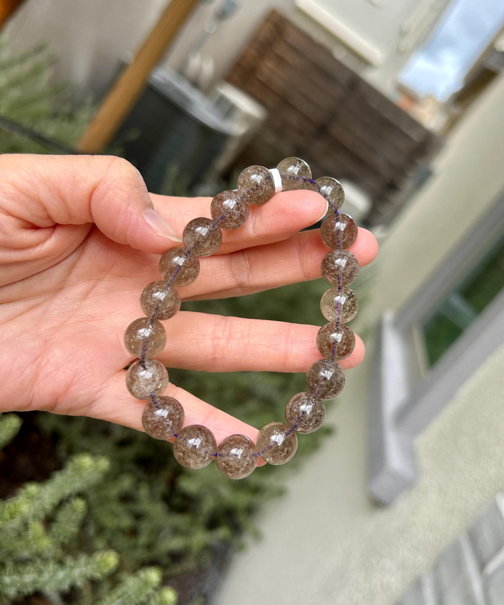 Healing Crystal, High Quality Chunky Libyan Desert Glass Bracelet, Purple Gray Tektite, 11mm+, Fits up to 17cm wrist (26-034)