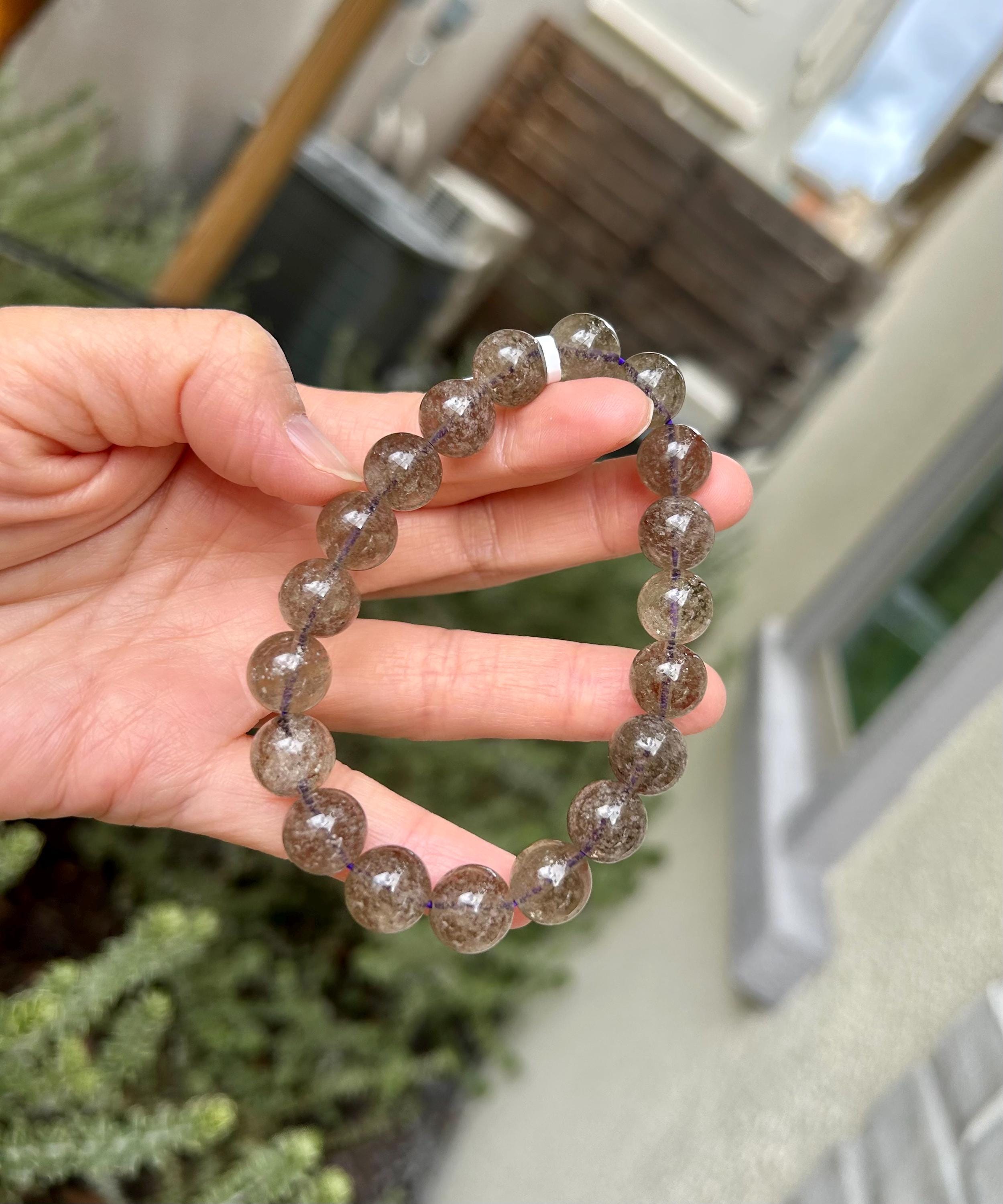 Healing Crystal, High Quality Chunky Libyan Desert Glass Bracelet, Purple Gray Tektite, 11mm+, Fits up to 17cm wrist (26-034)