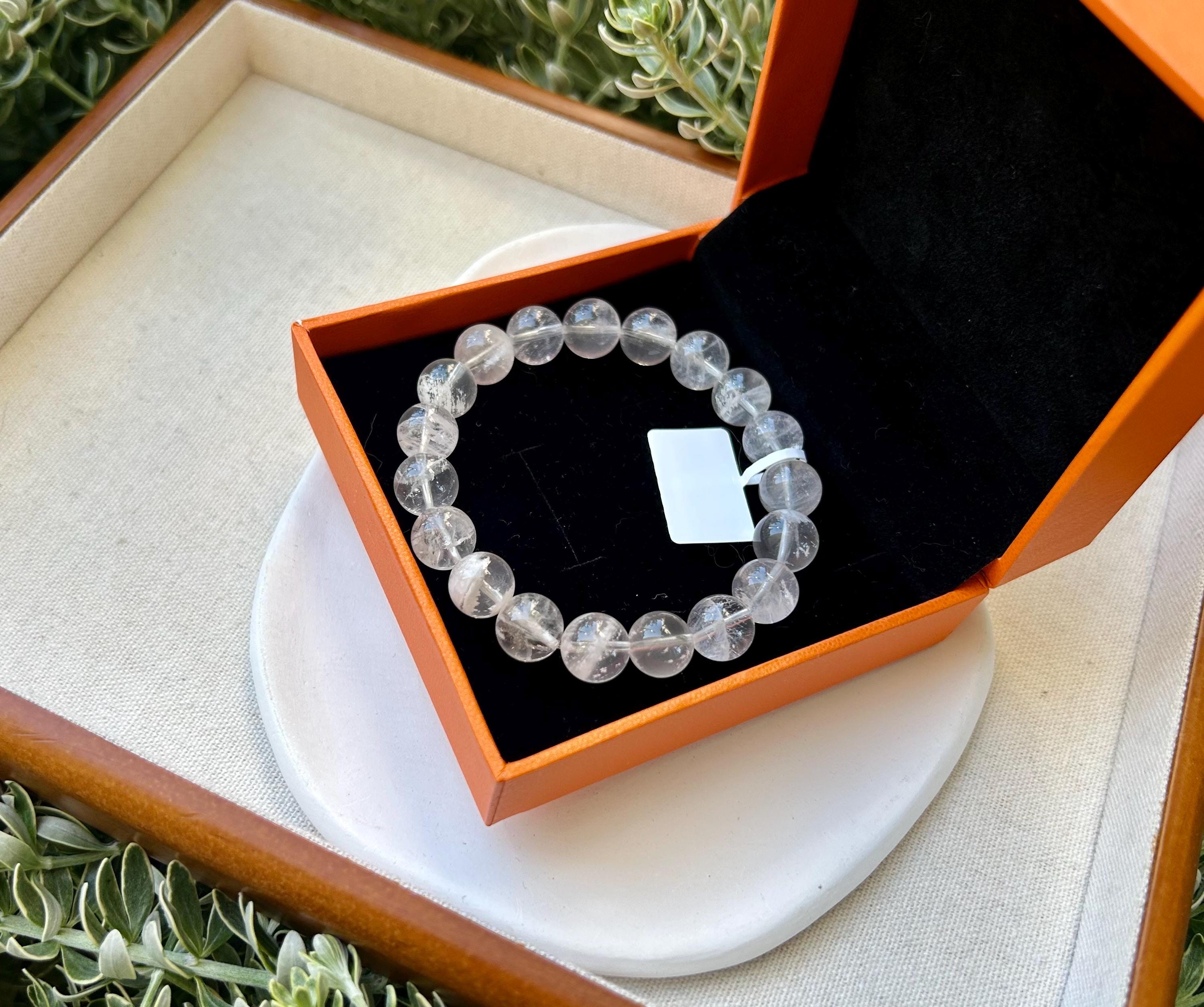 Natural Clear Quartz with white phantom Crystal bracelet, 10mm beads, fits up to 16.5cm (26-117)