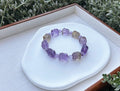 Purple and Yellow Citrine PiXiu Bracelet: Natural Crystal Carved Beads  (GH-021)