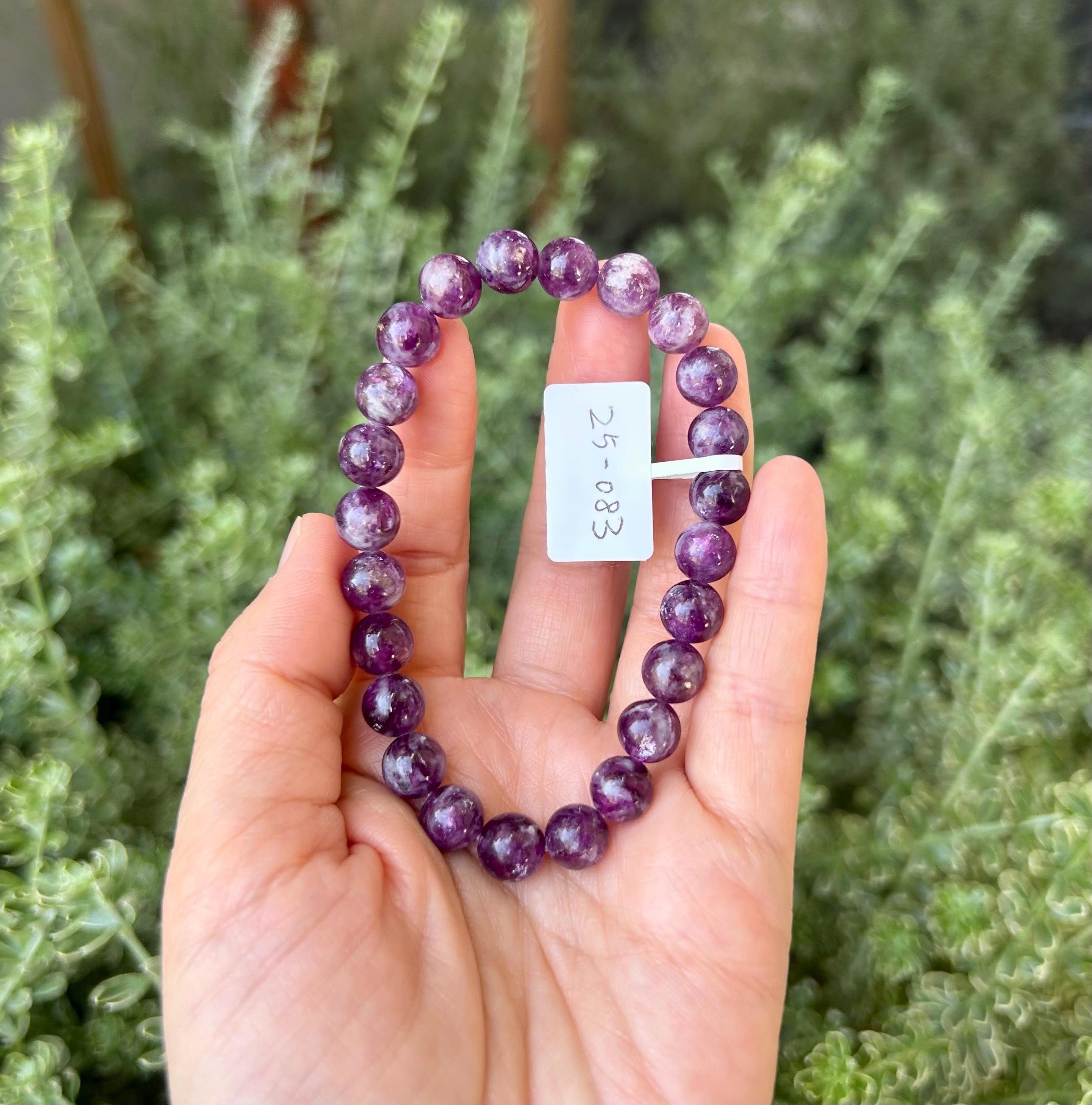 Purple Lepidolite Bracelet: Mica Rutilated Quartz, Fits 17cm Wrist, (25-083)