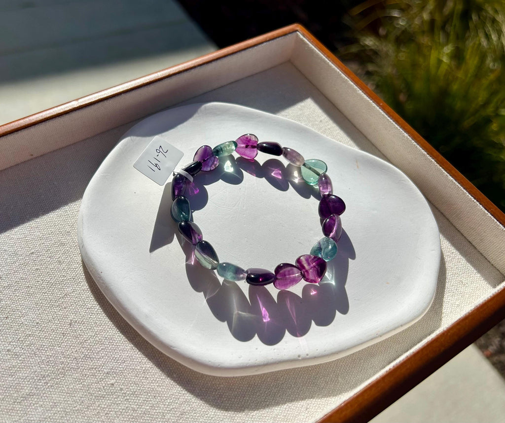 Icy heart shape Fluorite Bracelet, heart shape fluorite beads bracelet, Natural Fluorite Crystal (26-191)