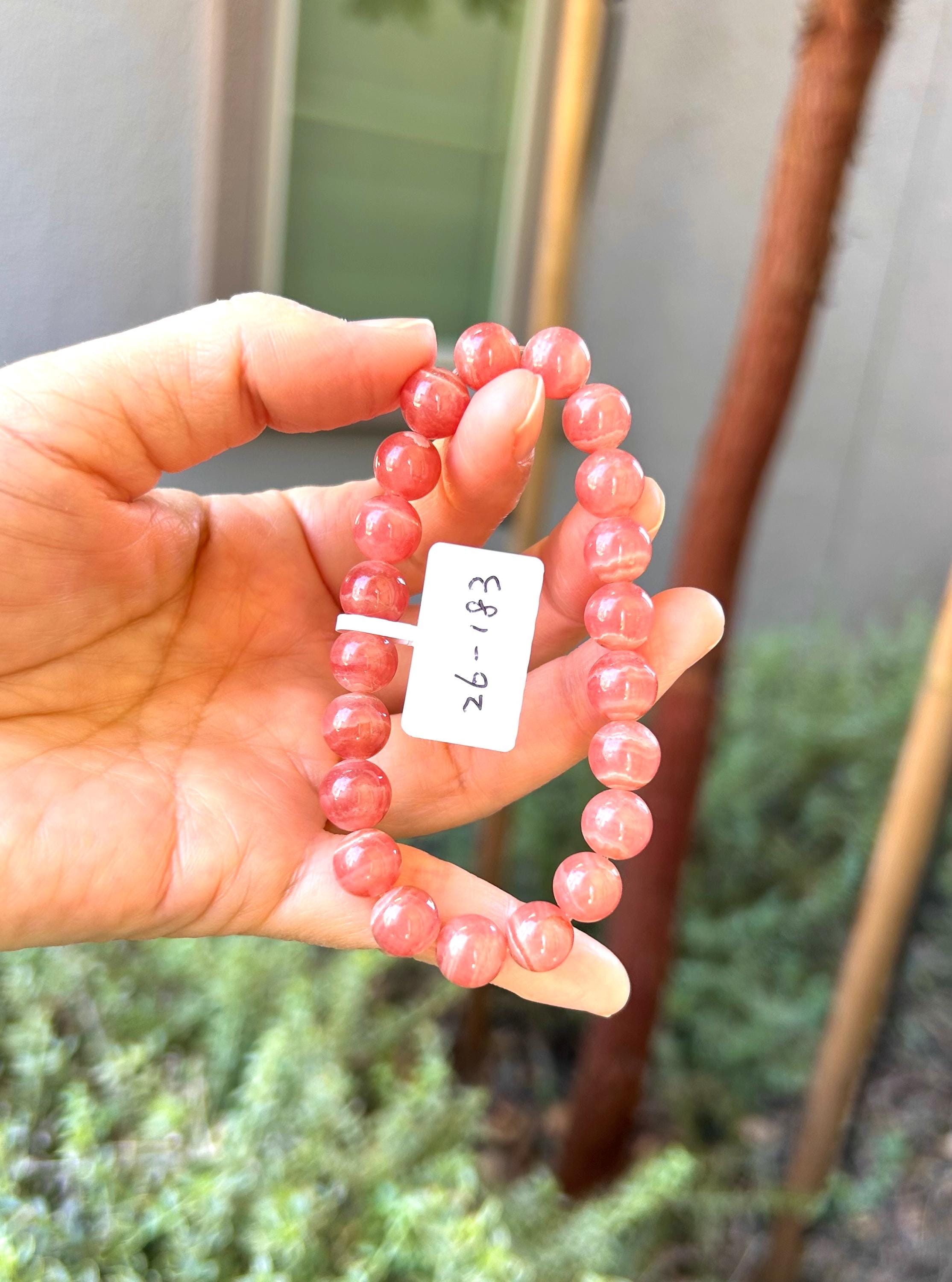 High Quality Natural Rhodochrosite beads bracelet, Natural Stone Beads Stretchy Bracelet, - 9mm beads, fits up to 16cm wrist (26-183)