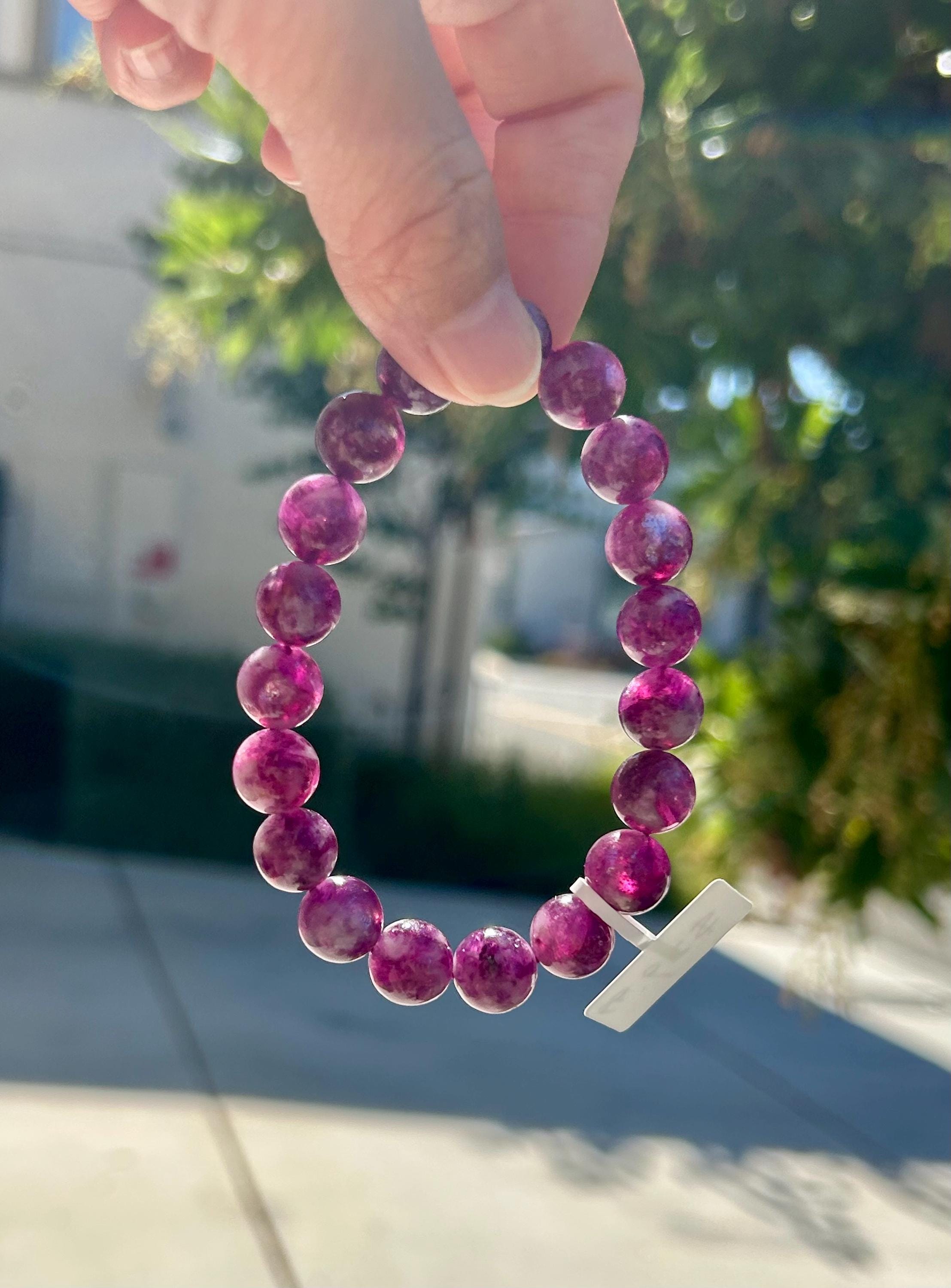 Purple Lepidolite Bracelet: Mica Quartz, 10mm beads, Fits up to 16.8cm Wrist, (26-151)
