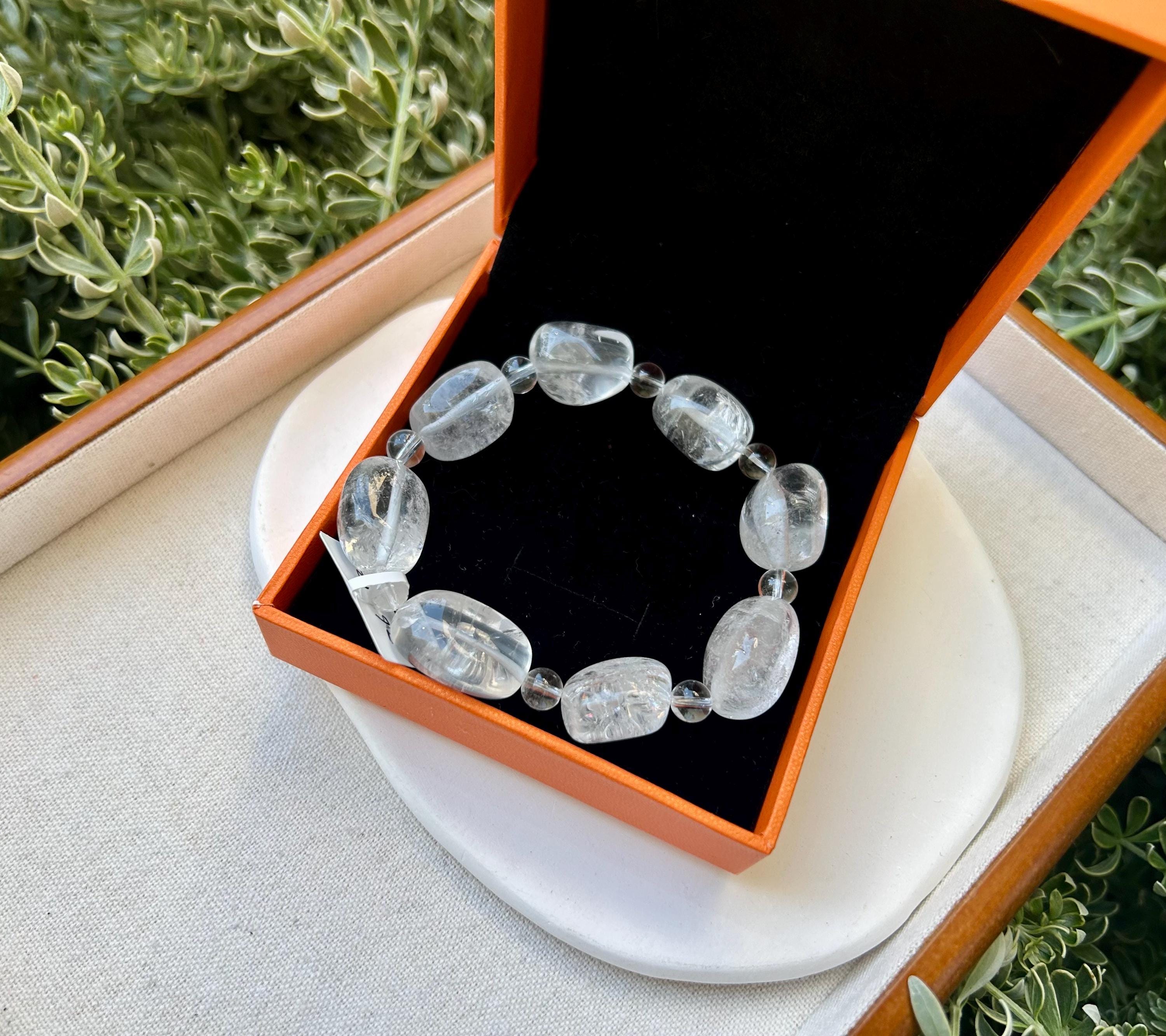 Clear Quartz Crystal Nugget Bracelet - Natural Stone Jewelry, fits up to 16.8cm wrist (26-120)