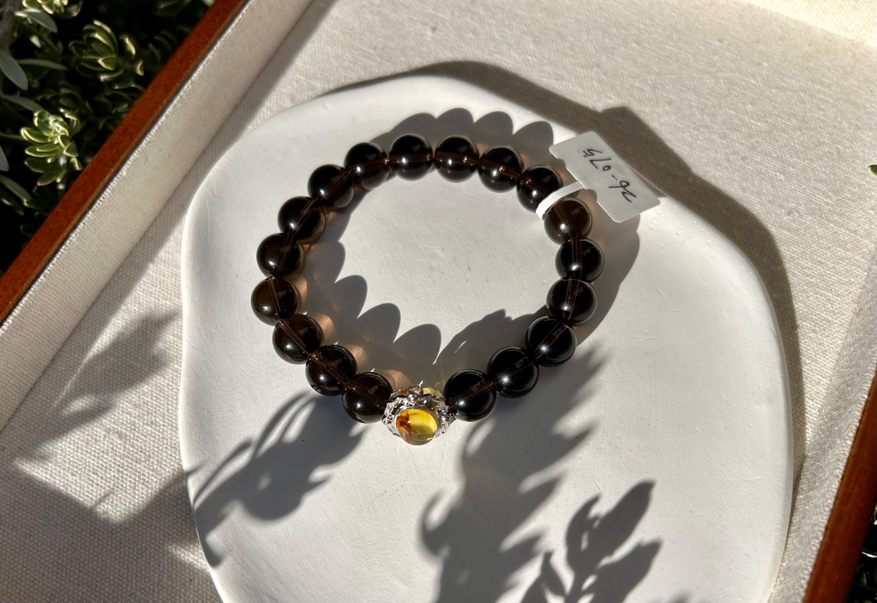 High Quality Natural Smoky Quartz Crystal Bracelet, good healing and protective stone bracelet, Fits up to 16.5cm wrist (26-075)