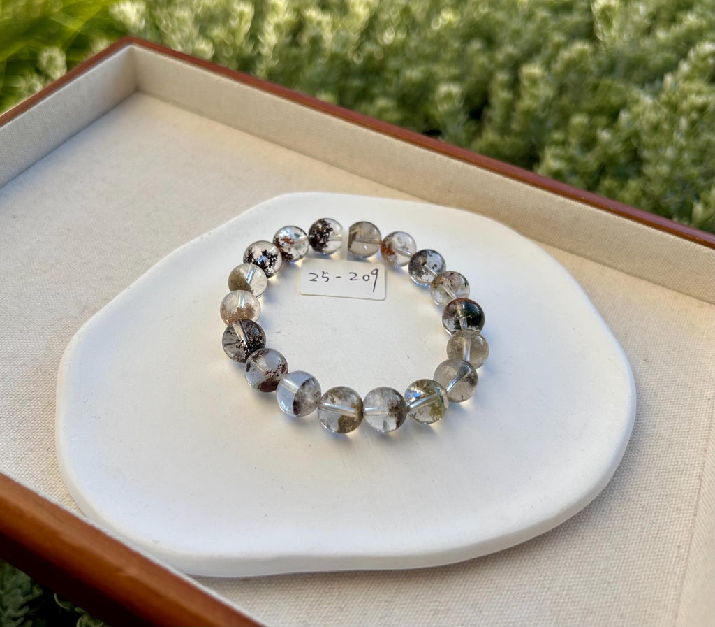 Four Season Phantom Quartz Crystal Bracelet: Eight-Faceted Gemstone Bead, fits up to 16.5cm wrist (25-209)