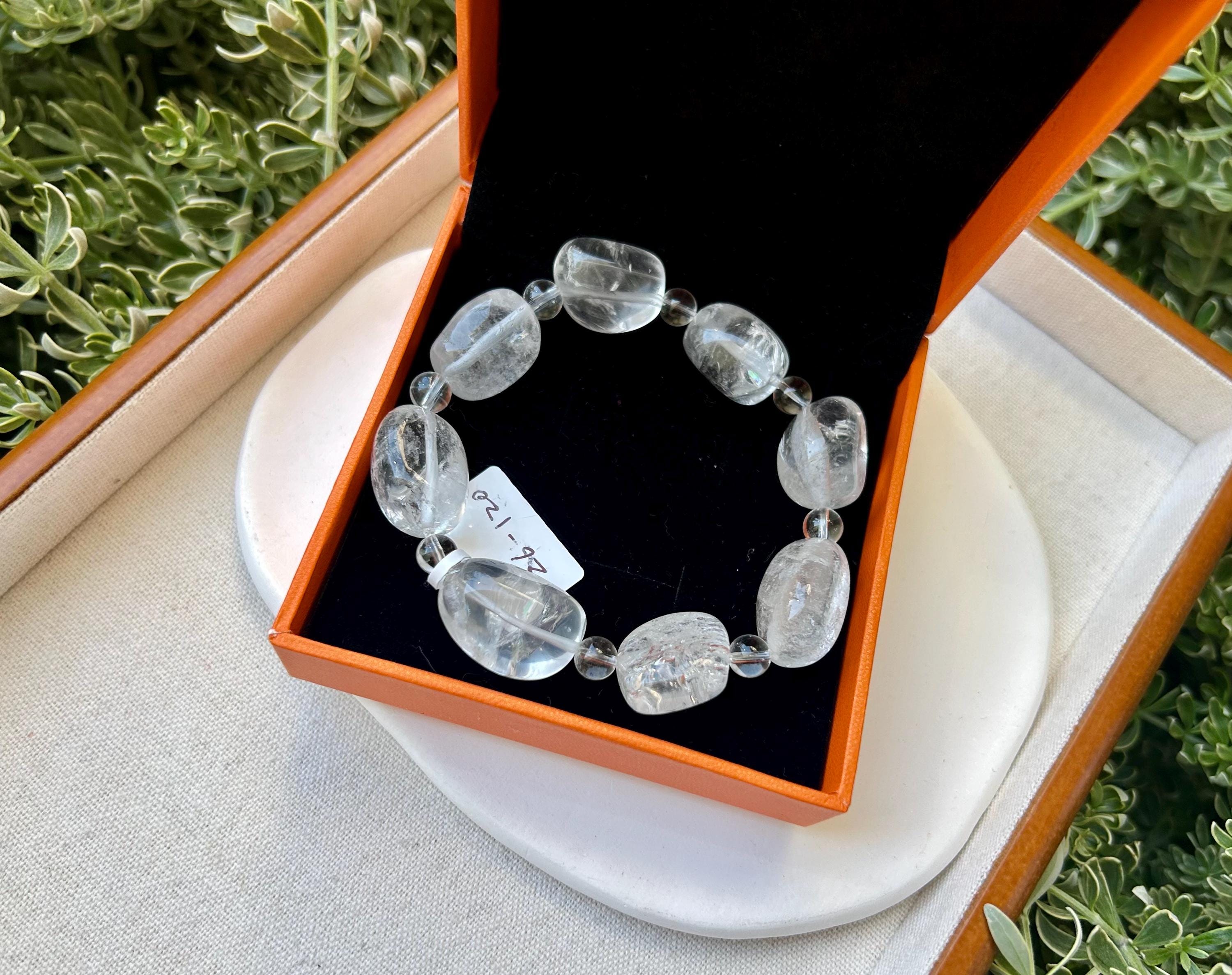 Clear Quartz Crystal Nugget Bracelet - Natural Stone Jewelry, fits up to 16.8cm wrist (26-120)