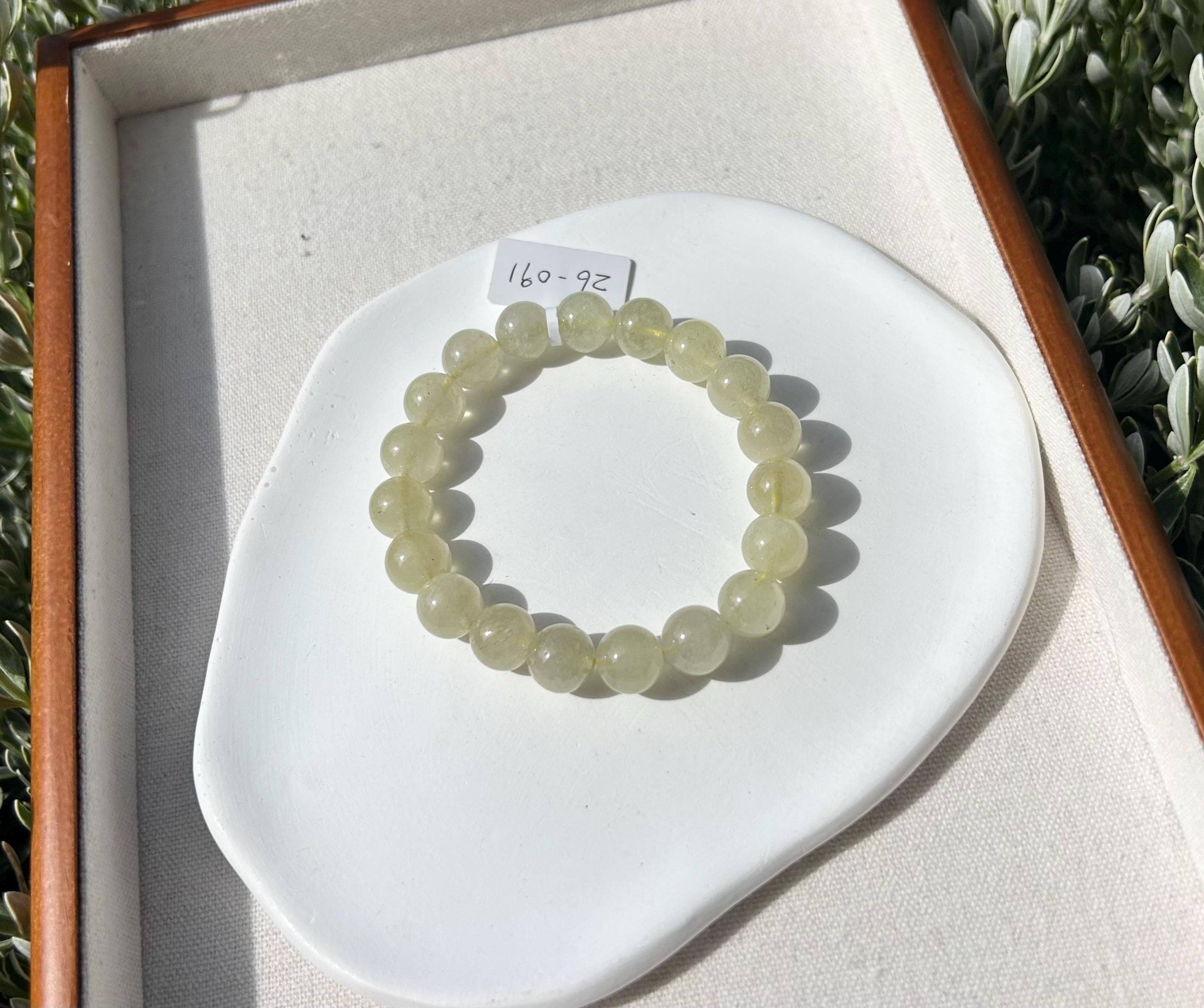 Healing Crystal, Gold Libyan Desert Glass square beads Bracelet: Tektite Beads, about 10.5mm beads, Fits up to 16.8cm wrist (26-91)
